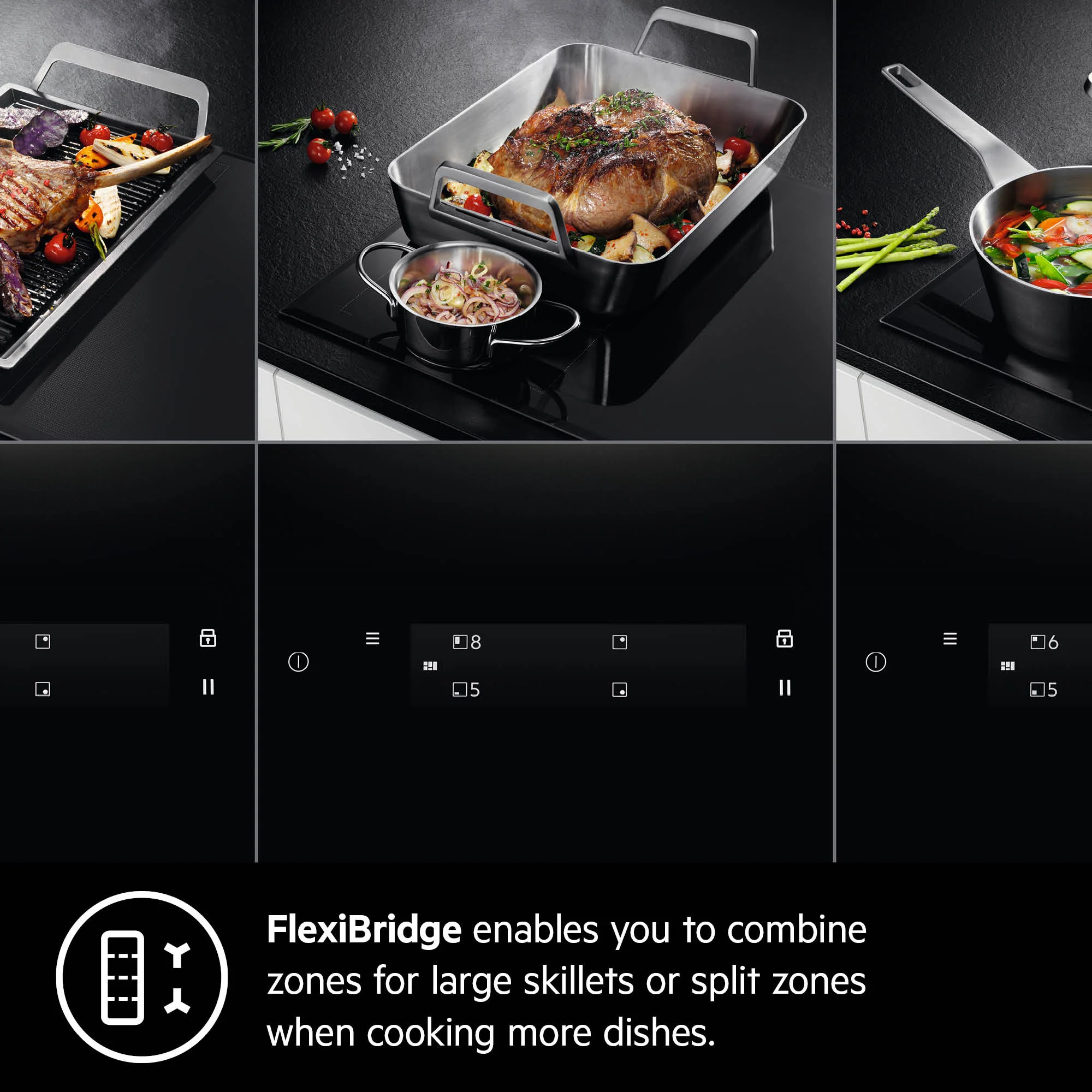 AEG Built-in Electric Ceramic Hobs 60cm, Flexibridge, Procook, Touch controls, Black, HK654071XB - Image 3