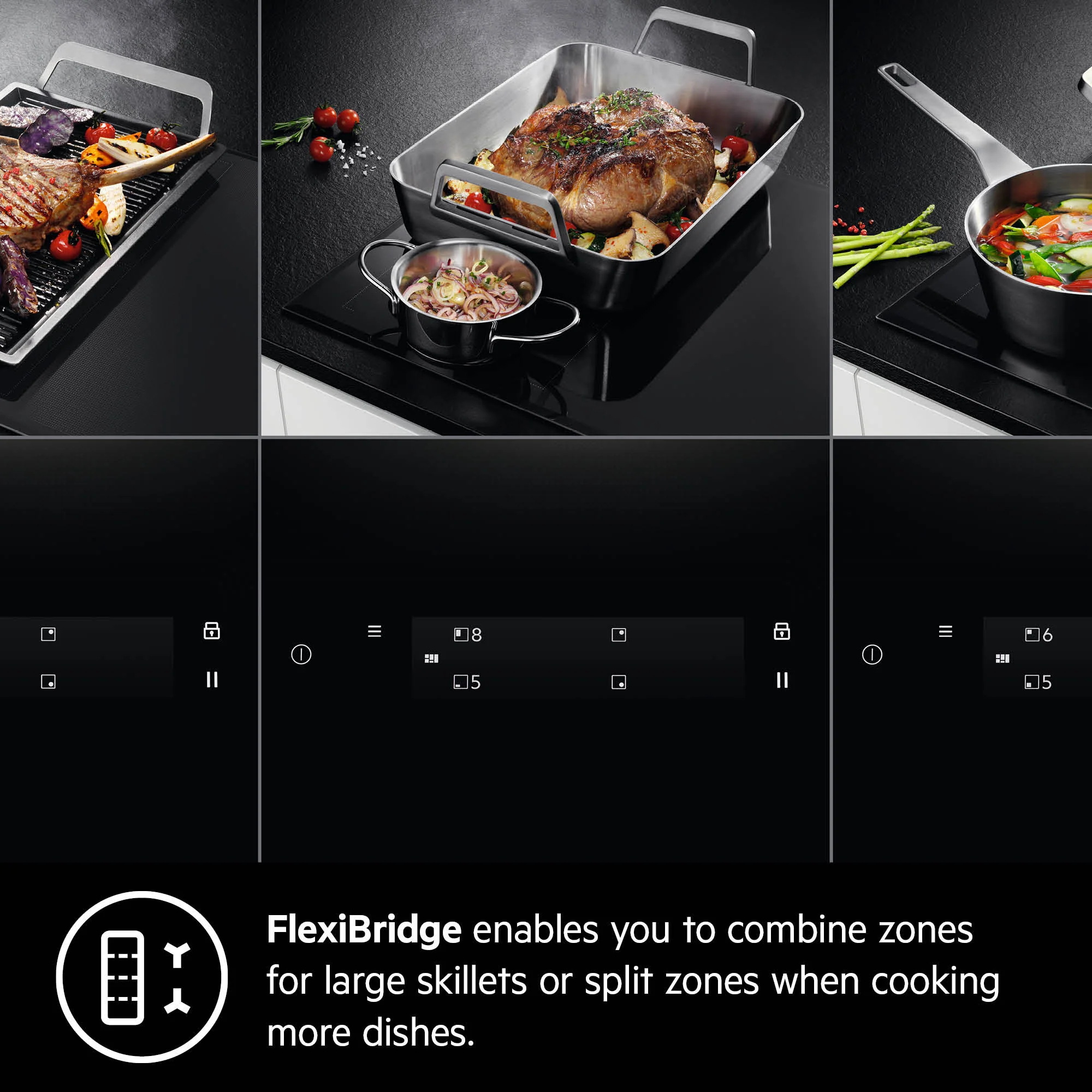 AEG Built-in Induction Hob 60cm, Maxi Sense Hob2Hood, Flexibridge, Multitasking Timer, Powerboost, Black, IKB64431FB - Image 4
