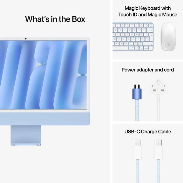 Apple iMac 24-inch (2024), M4 chip with 10-core CPU, 16GB RAM, 512GB SSD, 10-core GPU, 4.5K Retina Display, Eng-Arb Keyboard, UAE Version, Blue, MWV33AB/A - Image 7