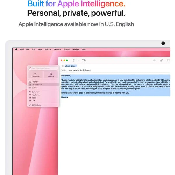 Apple iMac 24-inch (2024), M4 chip with 8-core CPU, 16GB RAM, 256GB SSD, 8-core GPU, 4.5K Retina Display, Eng-Arb Keyboard, UAE Version, Pink, MWUG3AB/A - Image 4