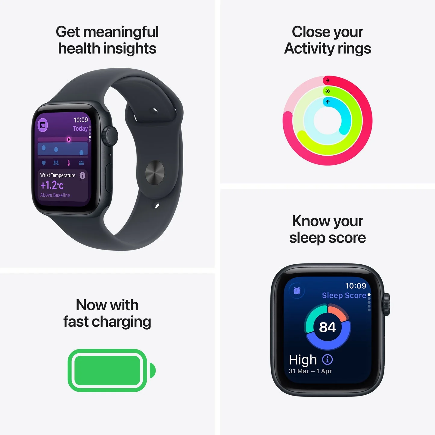 Apple Watch SE 3 GPS 40mm, Starlight Aluminium Case with Starlight Sport Band, S/M - Image 3