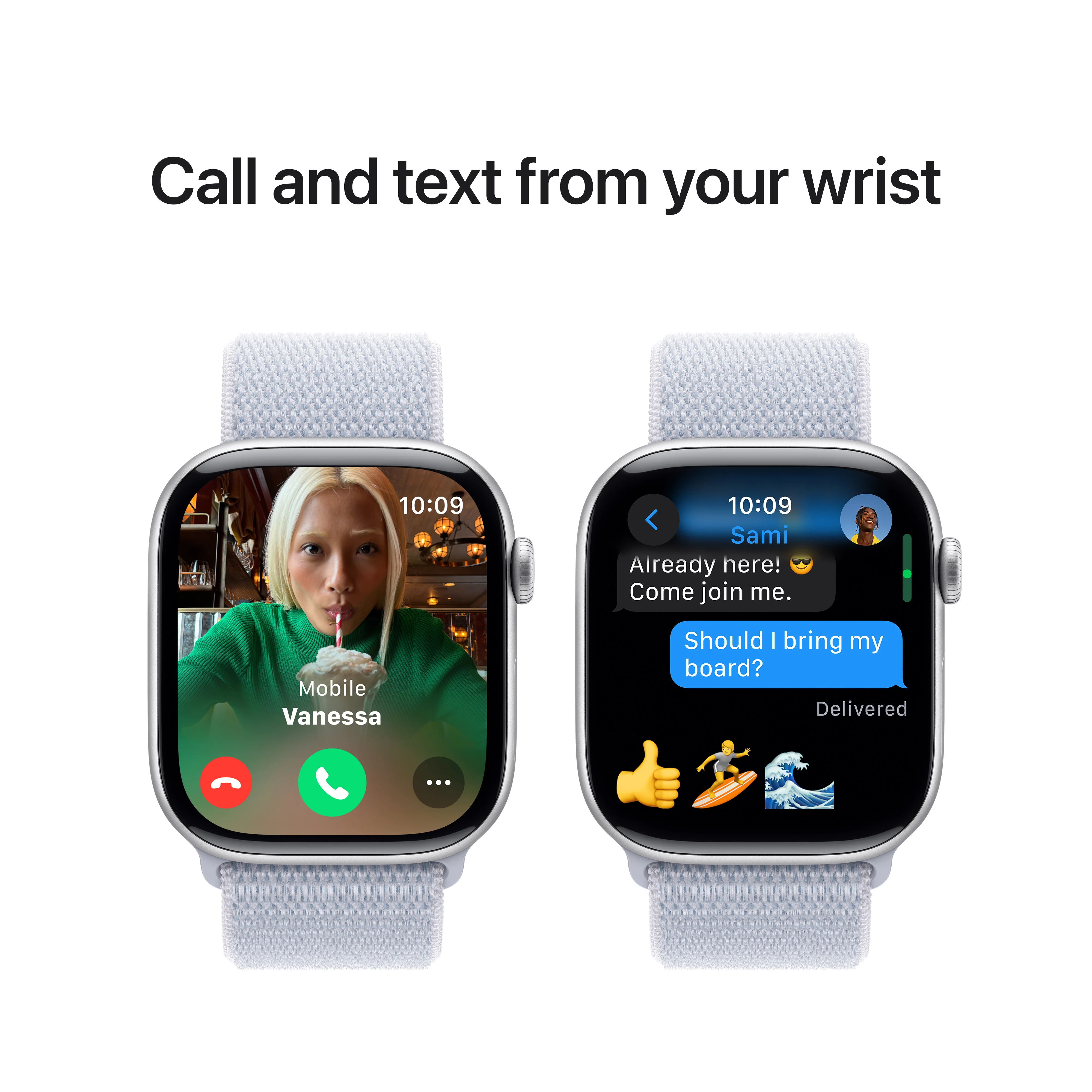 Apple Watch Series 10 GPS 46mm Silver Aluminium Case with Blue Cloud Sport Loop, MWWN3QA/A - Image 7