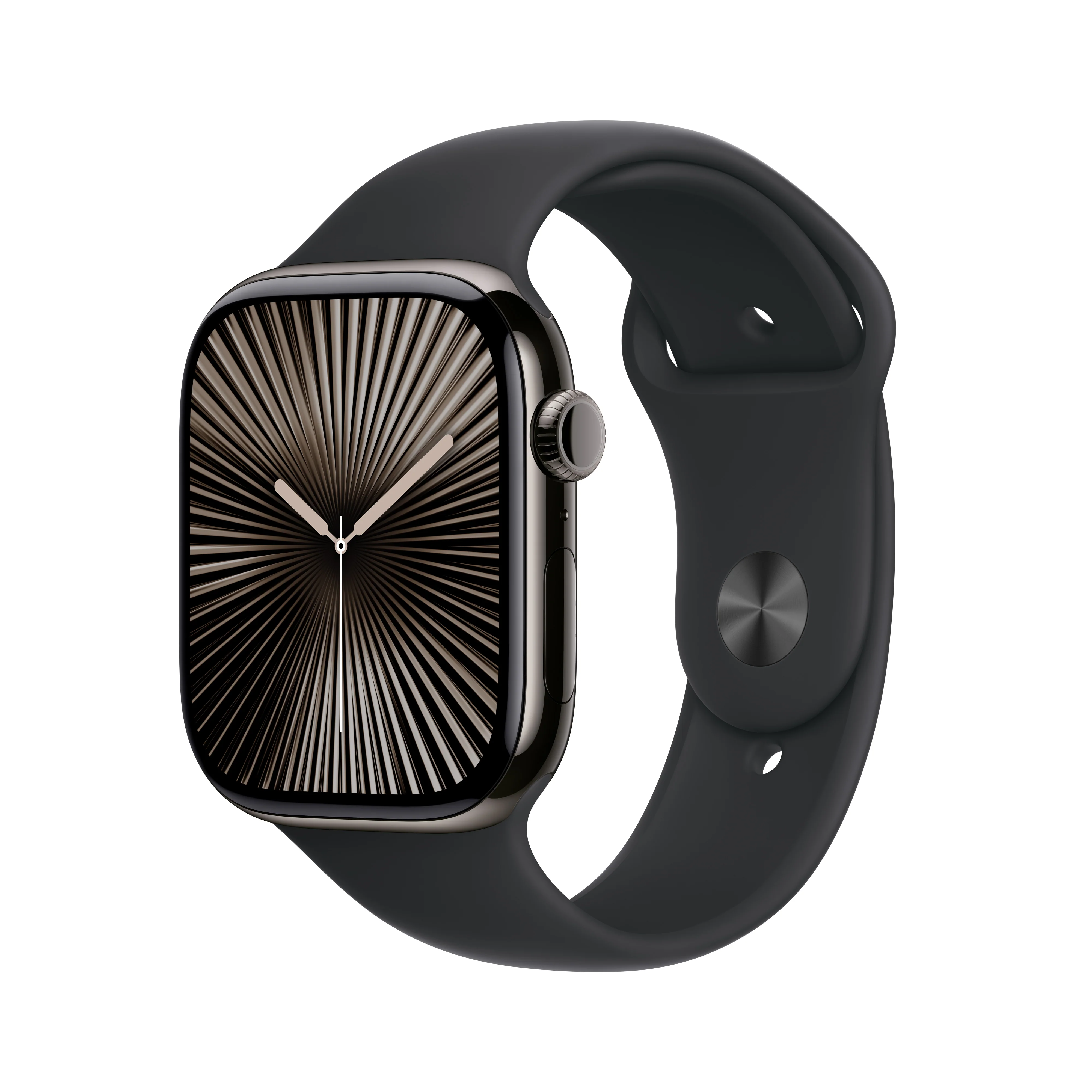 Apple Watch Series 10 GPS + Cellular 42mm Slate Titanium Case with Black Sport Band - M/L, MWXH3QA/A