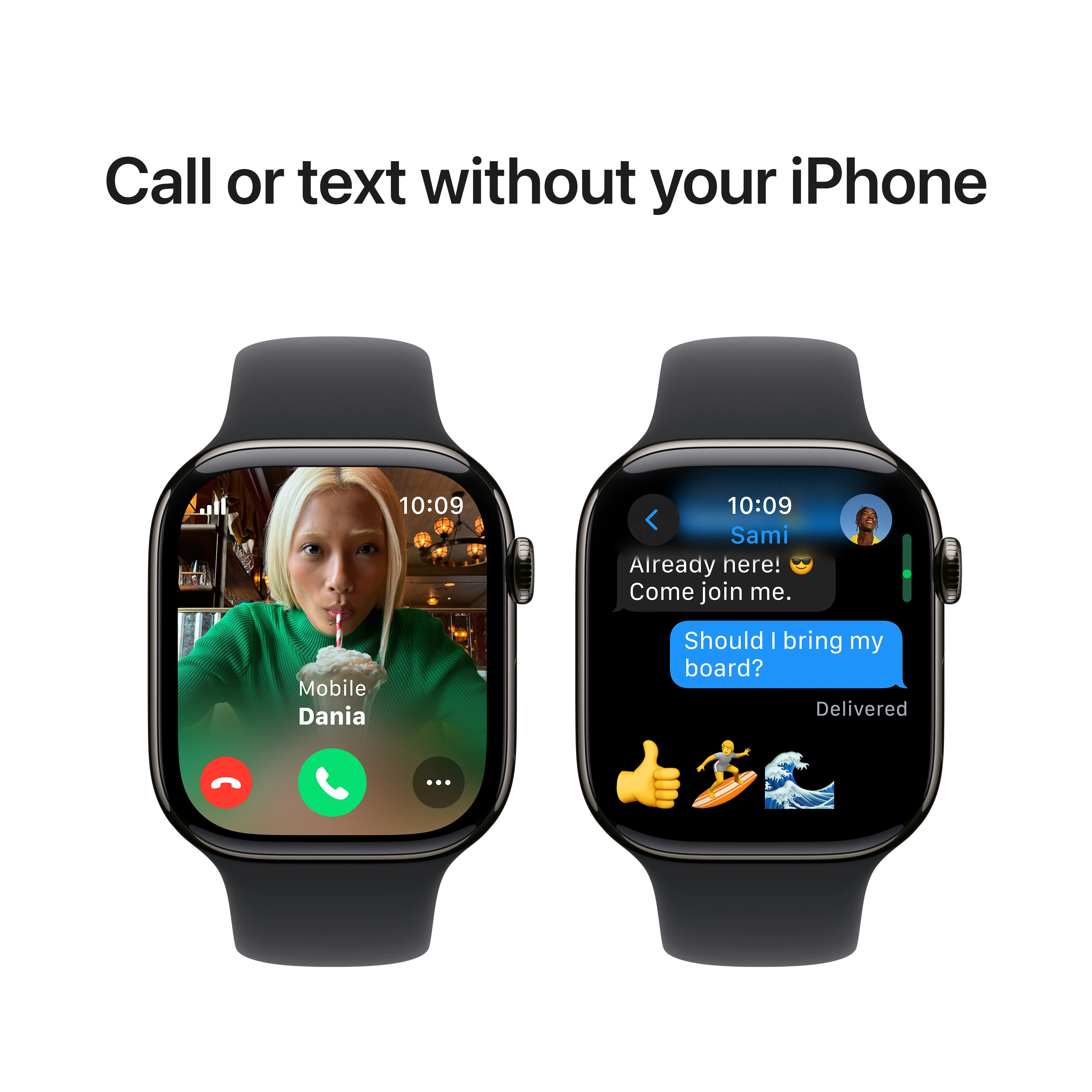 Apple Watch Series 10 GPS + Cellular 42mm Slate Titanium Case with Black Sport Band - M/L, MWXH3QA/A - Image 7