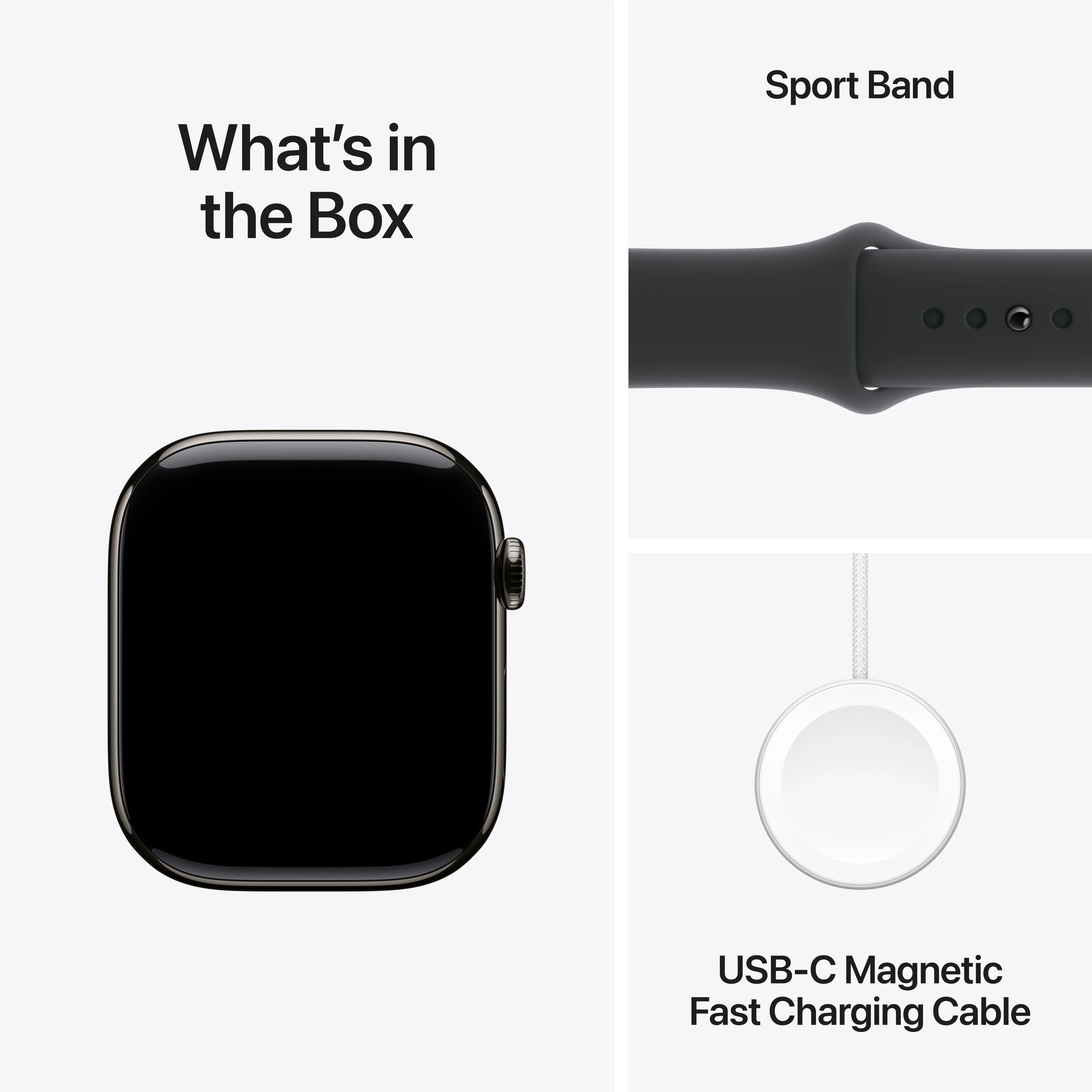 Apple Watch Series 10 GPS + Cellular 42mm Slate Titanium Case with Black Sport Band - M/L, MWXH3QA/A - Image 9