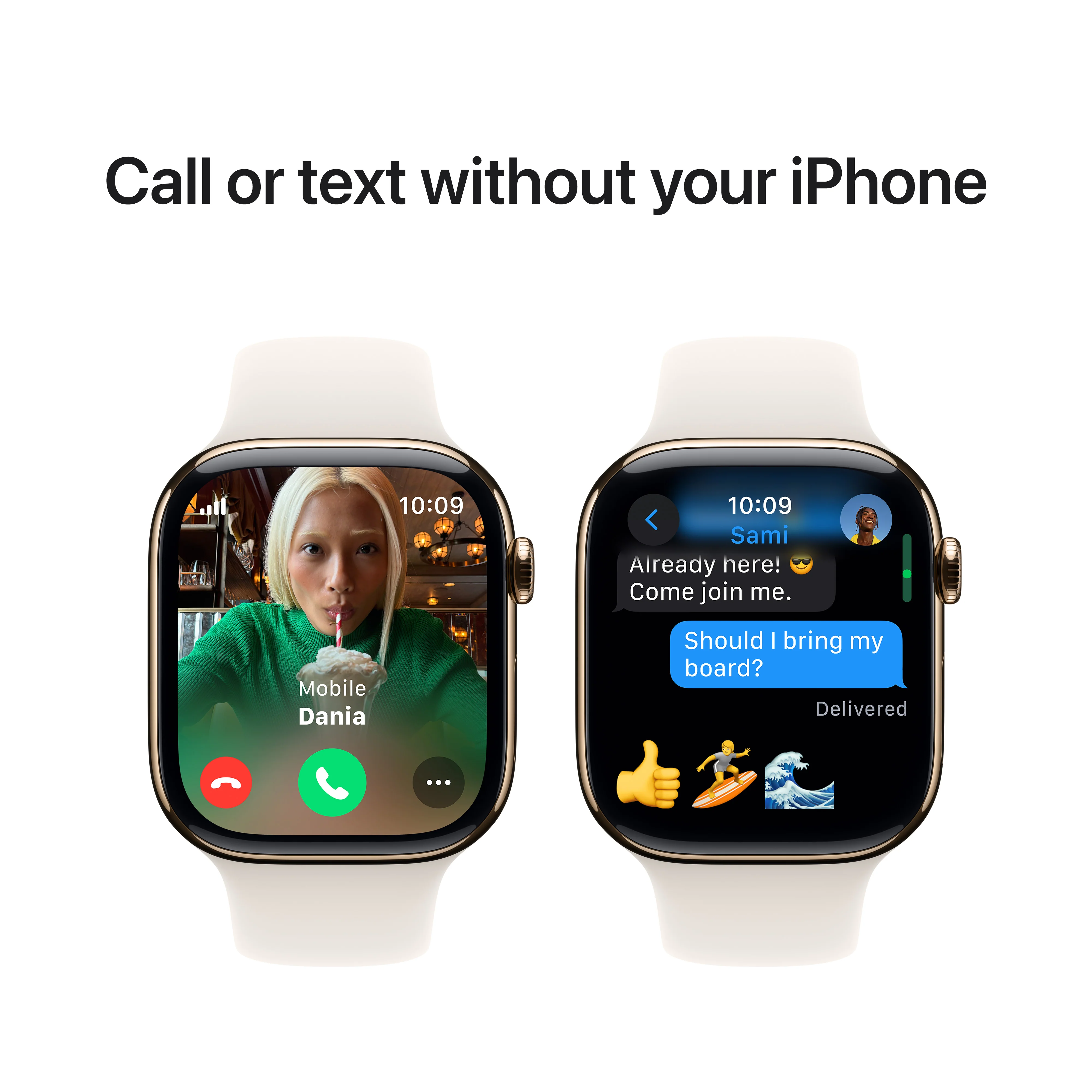 Apple Watch Series 10 GPS + Cellular 46mm Gold Titanium Case with Starlight Sport Band - M/L, MWYY3QA/A - Image 7
