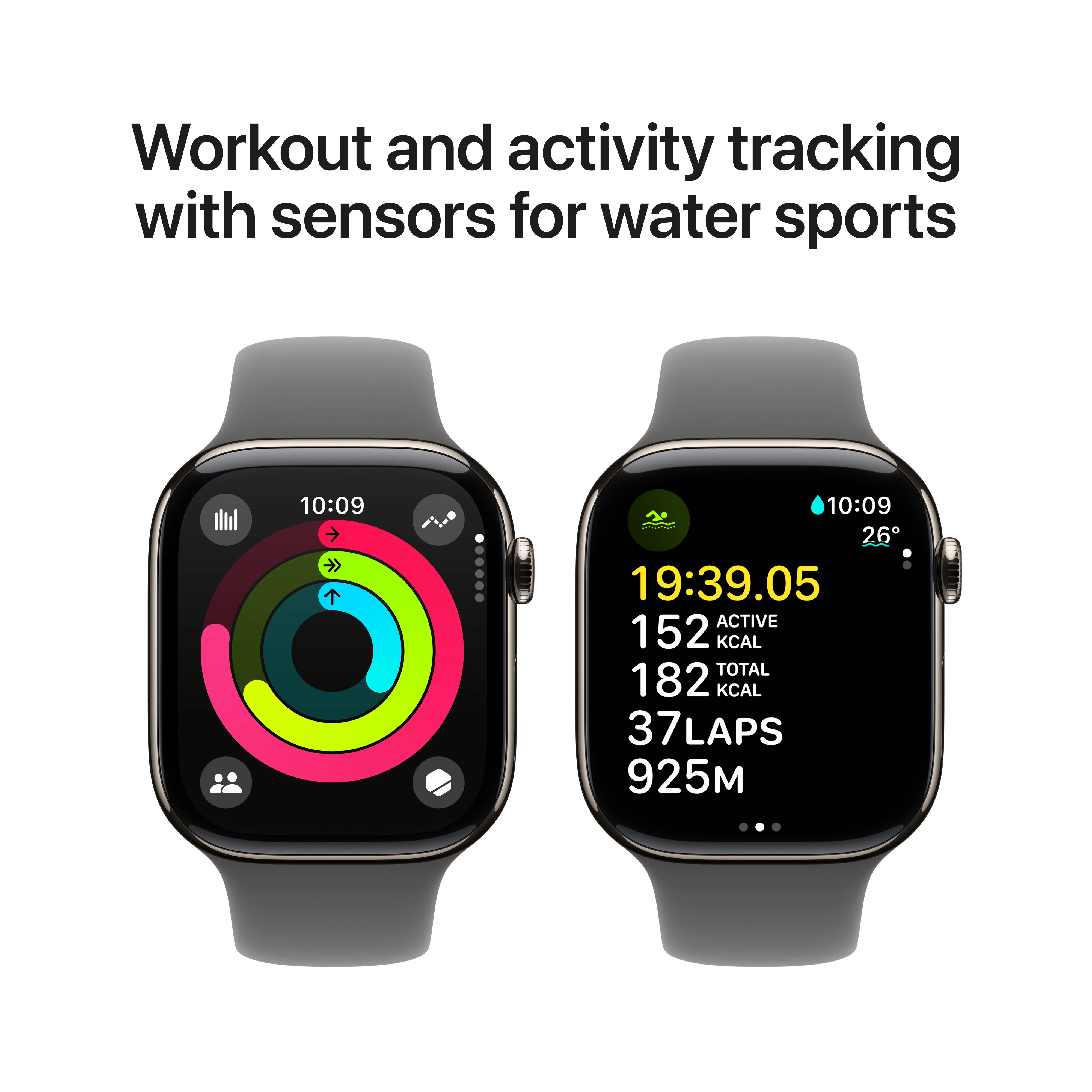 Apple Watch Series 10 GPS + Cellular 46mm Natural Titanium Case with Stone Grey Sport Band - S/M, MWY93QA/A - Image 4