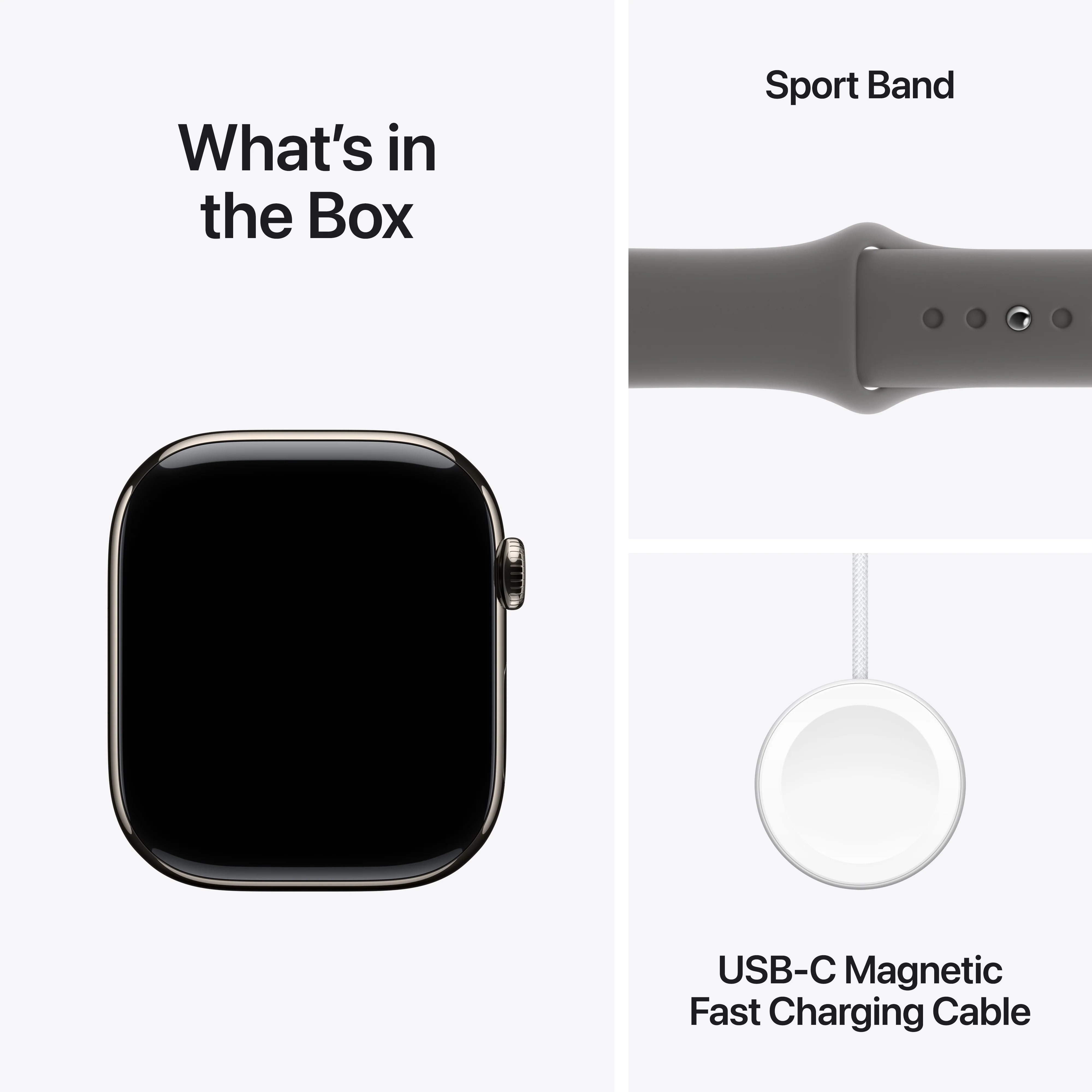 Apple Watch Series 10 GPS + Cellular 46mm Natural Titanium Case with Stone Grey Sport Band - S/M, MWY93QA/A - Image 9