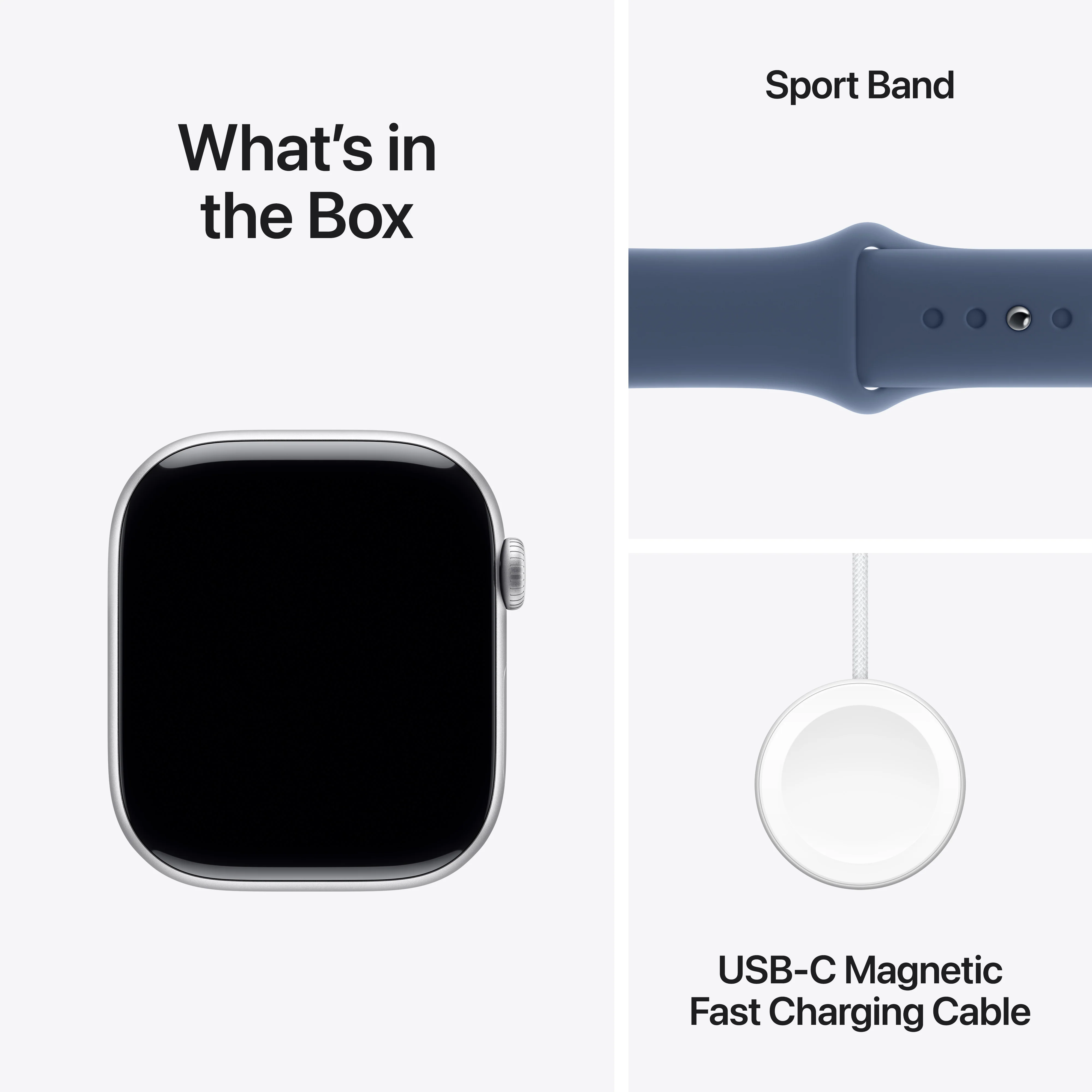 Apple Watch Series 10 GPS + Cellular 46mm Silver Aluminium Case with Denim Sport Band - S/M, MWY03QA/A - Image 9