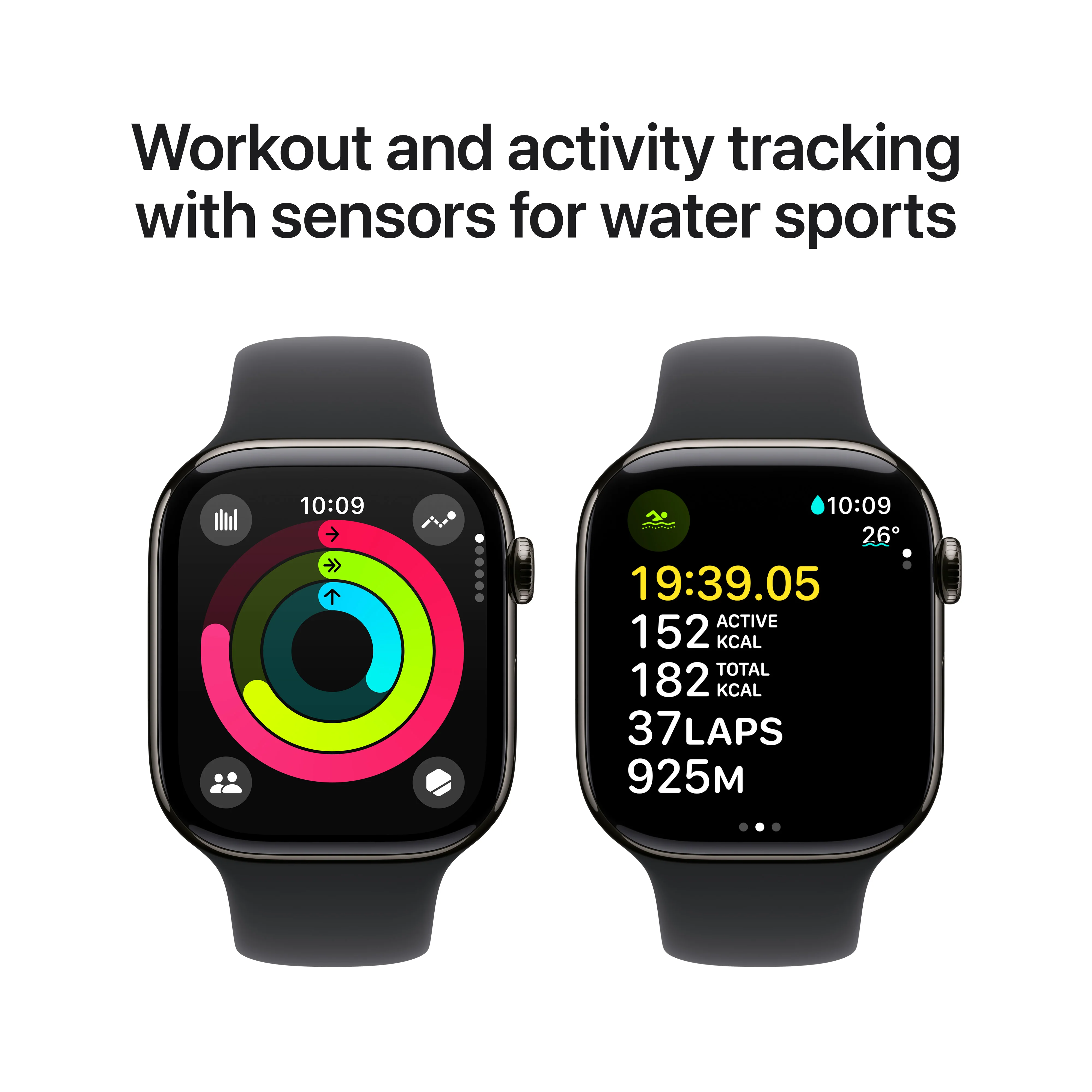 Apple Watch Series 10 GPS + Cellular 46mm Slate Titanium Case with Black Sport Band - M/L, MWYE3QA/A - Image 4