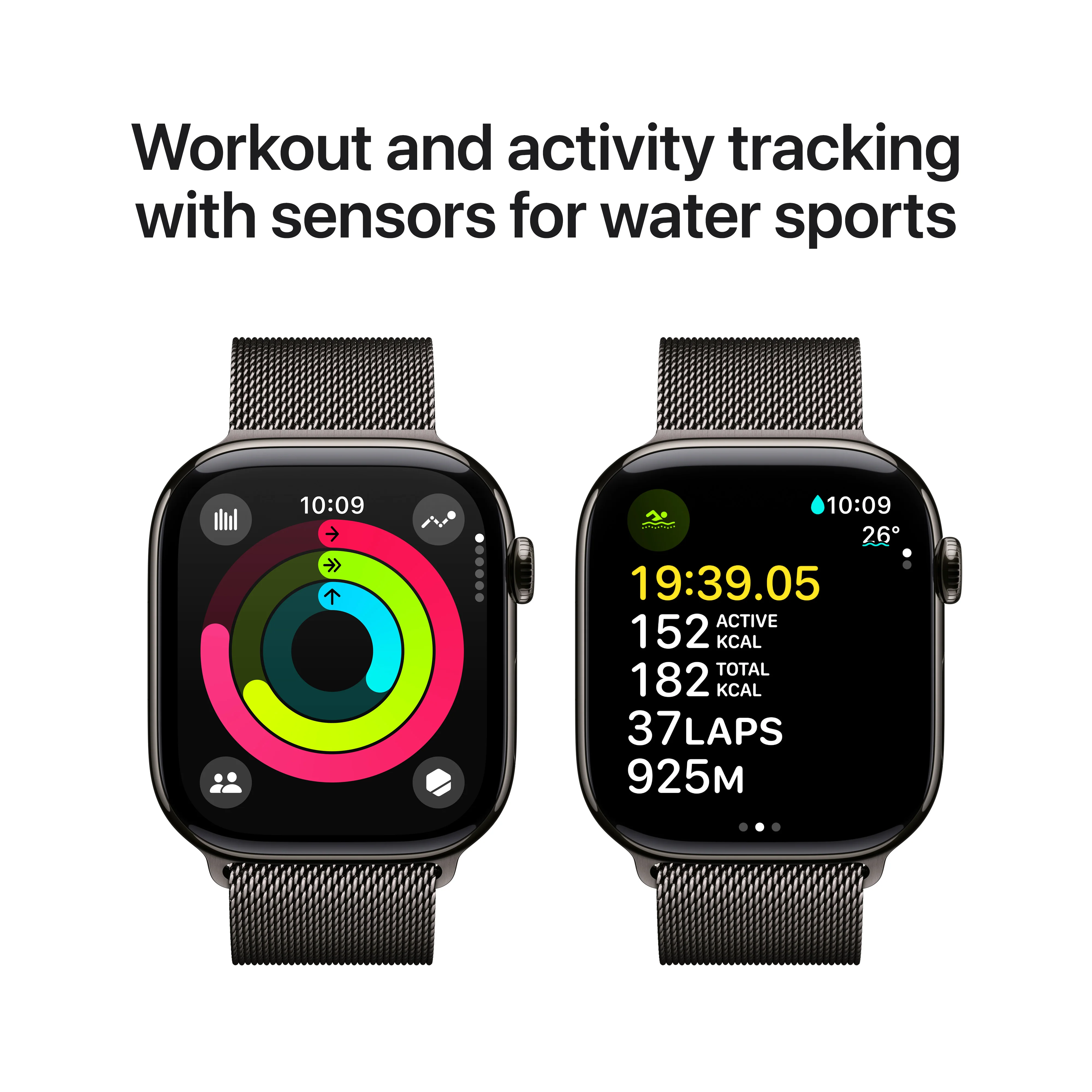 Apple Watch Series 10 GPS + Cellular 46mm Slate Titanium Case with Slate Milanese Loop - S/M, MC7R4QA/A - Image 4