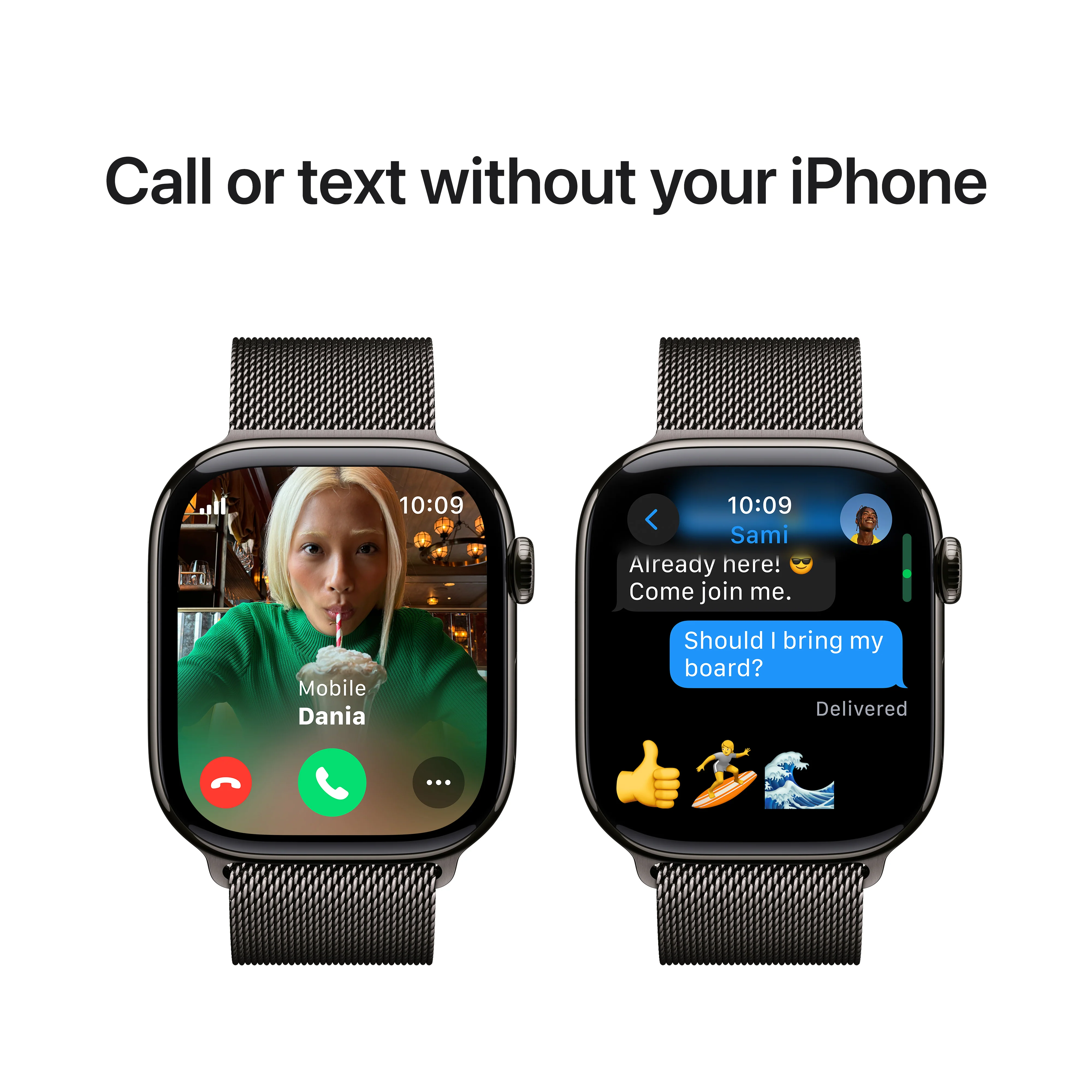 Apple Watch Series 10 GPS + Cellular 46mm Slate Titanium Case with Slate Milanese Loop - S/M, MC7R4QA/A - Image 7