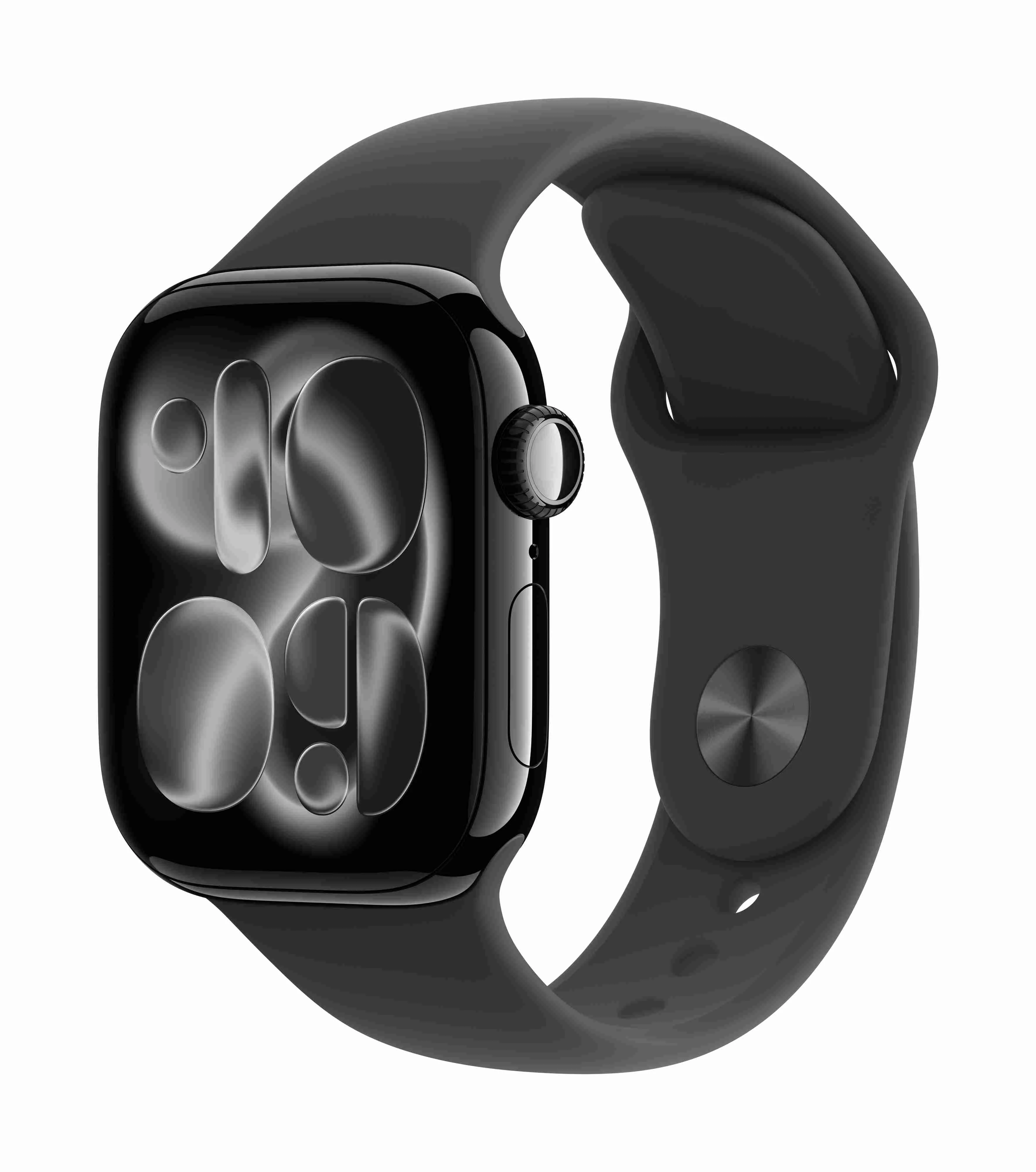 Apple Watch Series 11 GPS 42mm, Jet Black Aluminium Case with Black Sport Band, M/L