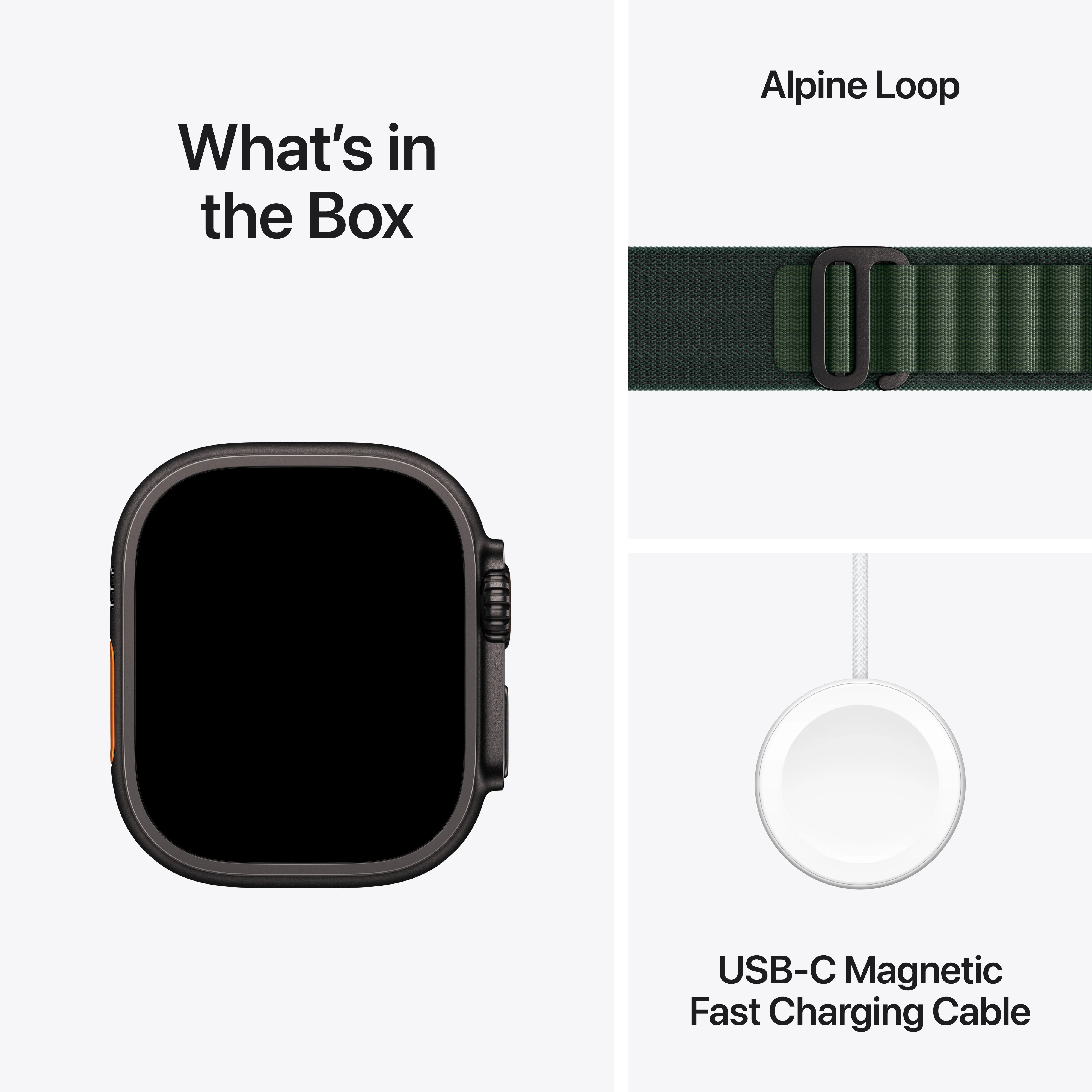 Apple Watch Ultra 2 GPS + Cellular 49mm Black Titanium Case with Dark Green Alpine Loop - Large, MX4T3QA/A - Image 9