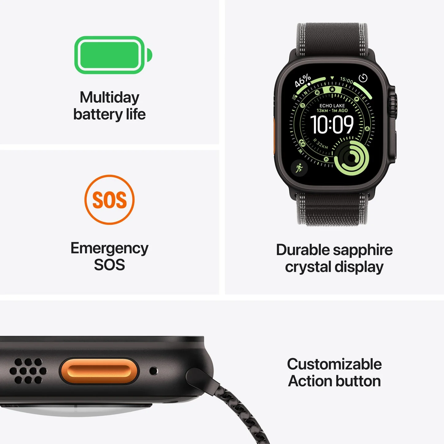 Apple Watch Ultra 3 GPS + Cellular 49mm, Black Titanium Case with Black Ocean Band - Image 3