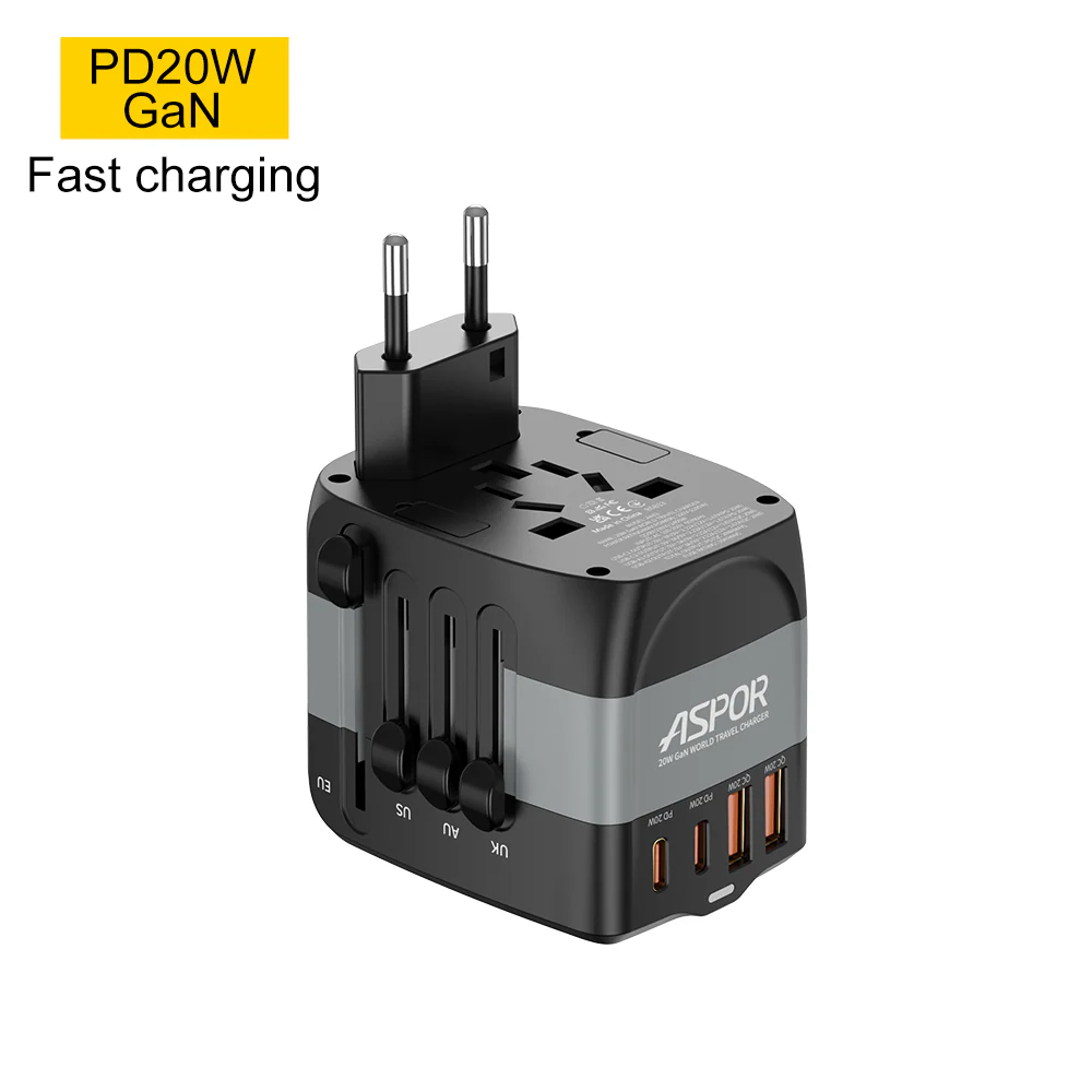 Aspor A892 20W GaN  Univ Travel Adaptor