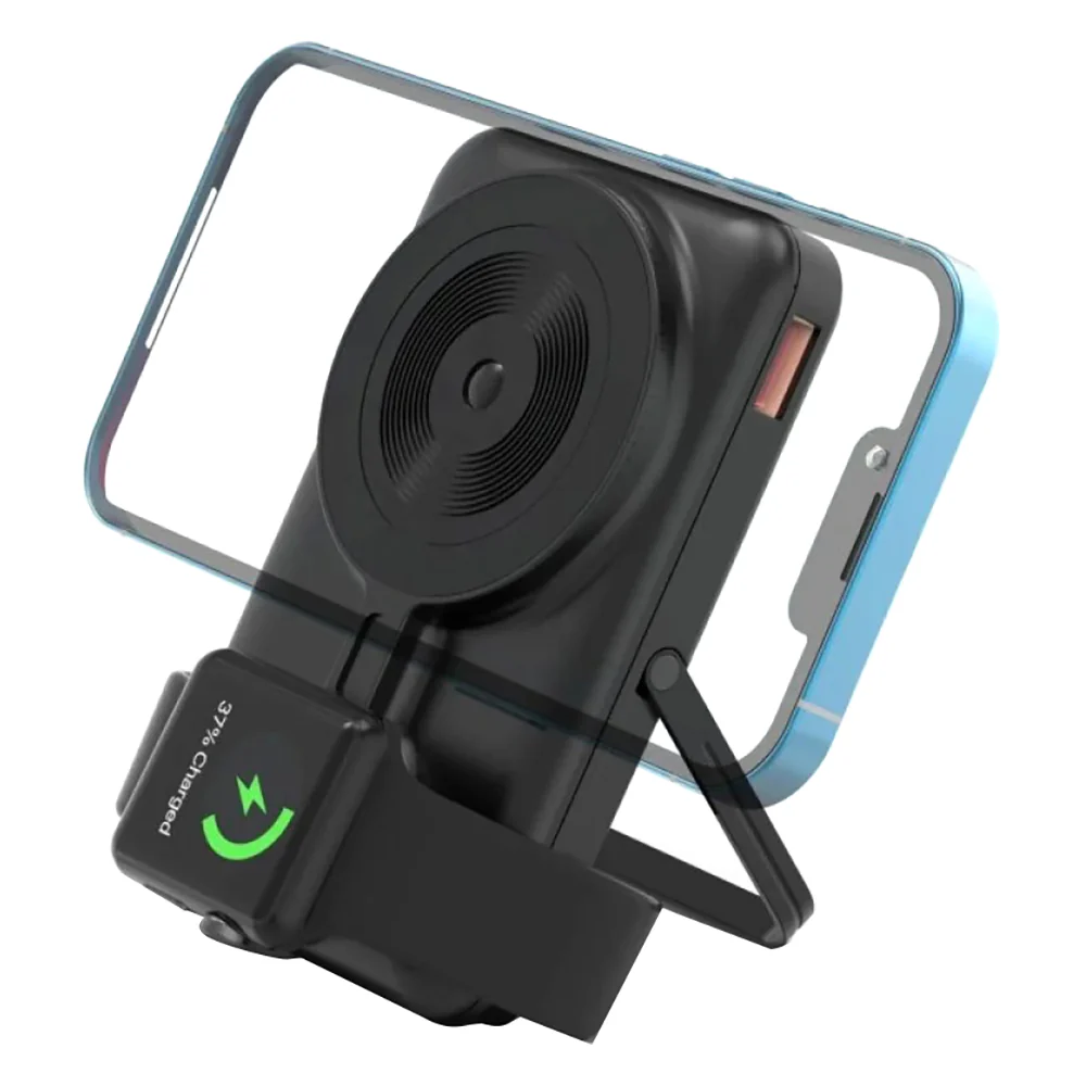 Aspor Wireless Magnetic Power Bank with Built in Cables 10000mAh Black