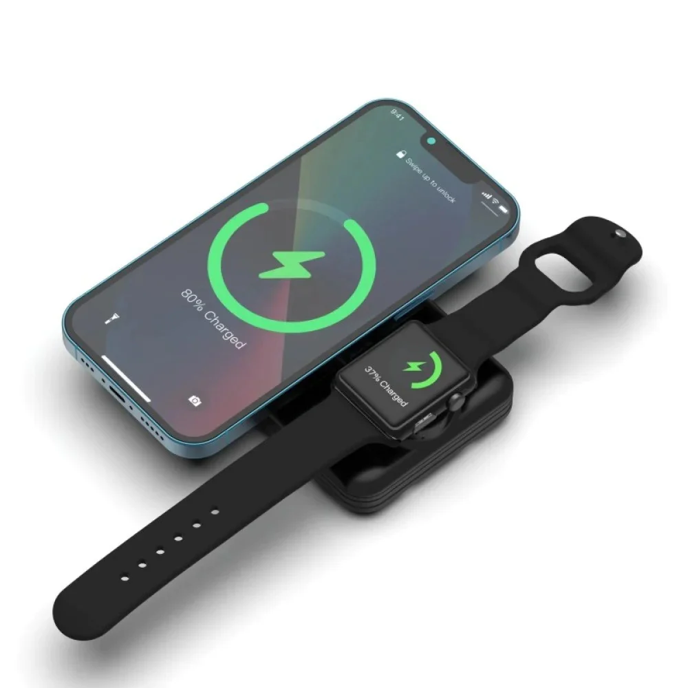 Aspor Wireless Magnetic Power Bank with Built in Cables 10000mAh Black - Image 4