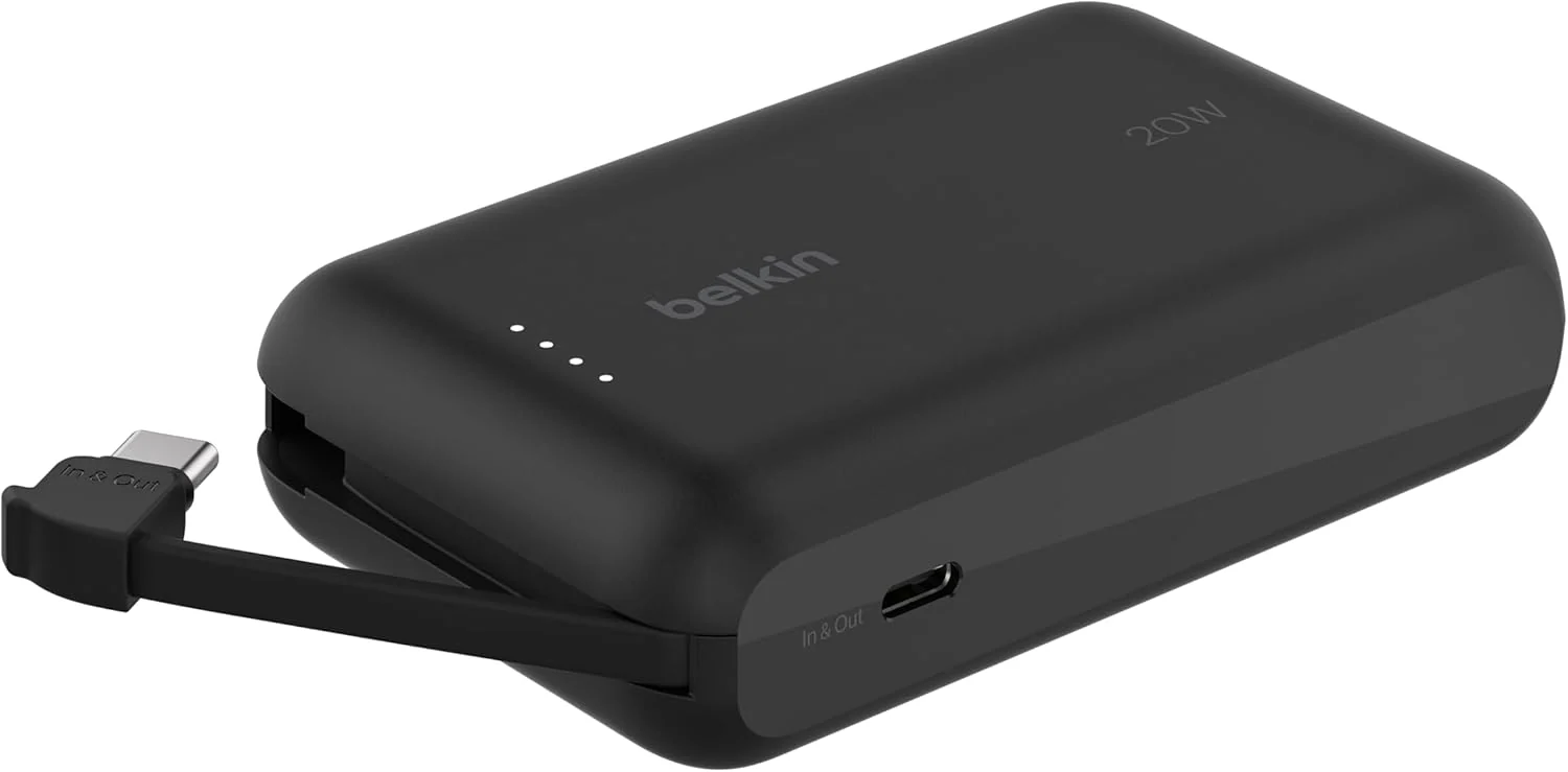 Belkin 10000mAh Power Bank PD 20W with Built-in USB-C Cable – Black - Image 2
