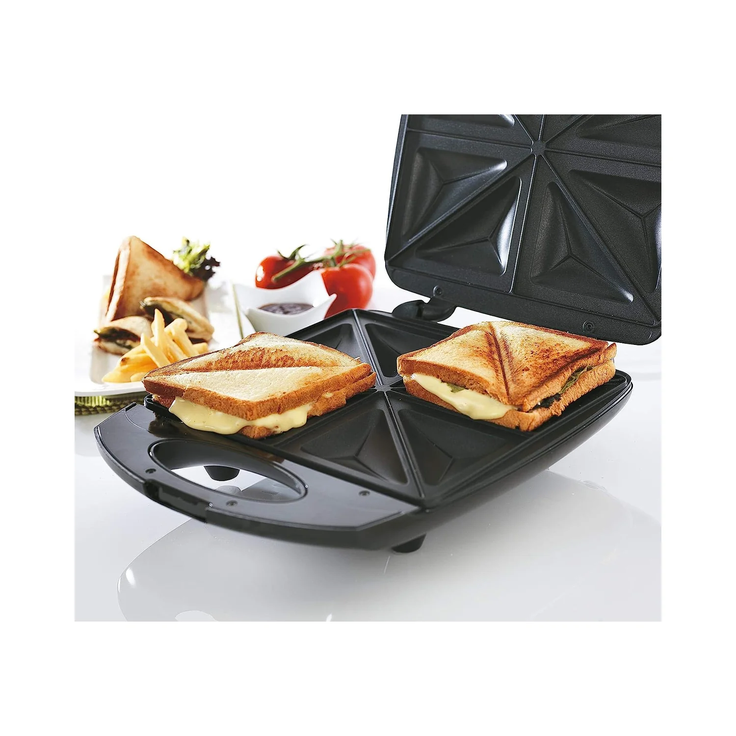 Black + Decker 1400W Sandwich Maker 4 Slot, Non-Stick Interchangable And Grill With Indicator Thermostat Control Ready to Cook Lights, For Easy Dishes TS4080-B5 - Image 6