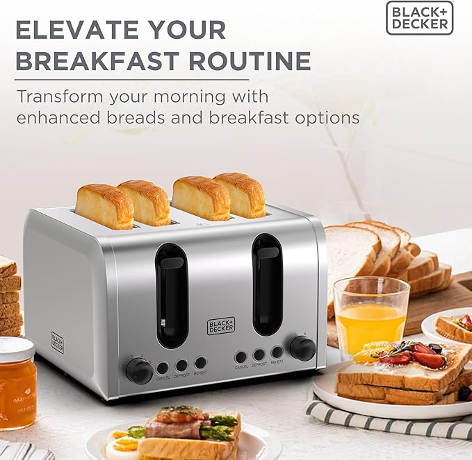 Black + Decker 4-Slice Toaster 2100W, ET444-B5 - Image 3