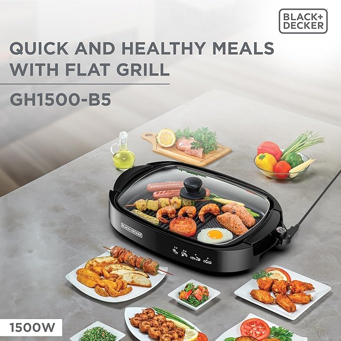BLACK+DECKER Electric Health Grill,1500W, BD-GH1500-B5 - Image 2