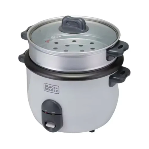 Black + Decker Rice Cooker, 700W Power, 1.8L, Removable Non-Stick Bowl & Steaming Tray with Water Level Indicator, Glass Lid & Cool Touch for Healthy Meals, Easy to Use, RC1860-B5 - Image 3