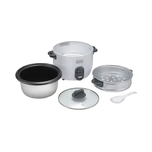 Black + Decker Rice Cooker, 700W Power, 1.8L, Removable Non-Stick Bowl & Steaming Tray with Water Level Indicator, Glass Lid & Cool Touch for Healthy Meals, Easy to Use, RC1860-B5 - Image 4