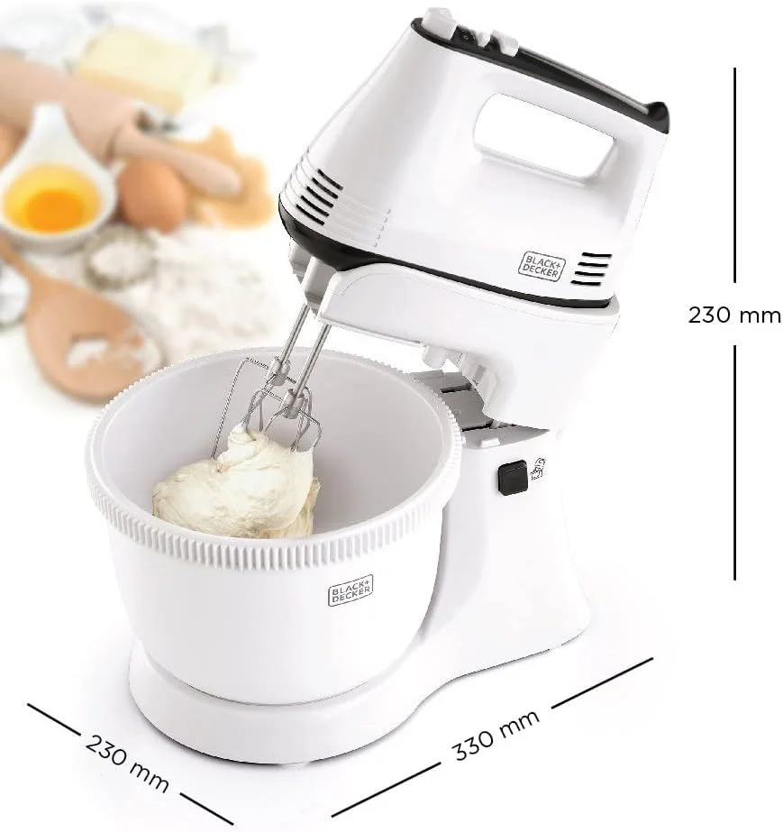Black + Decker Stand Mixer, 300W, 5 speed, White, M700-B5 - Image 2