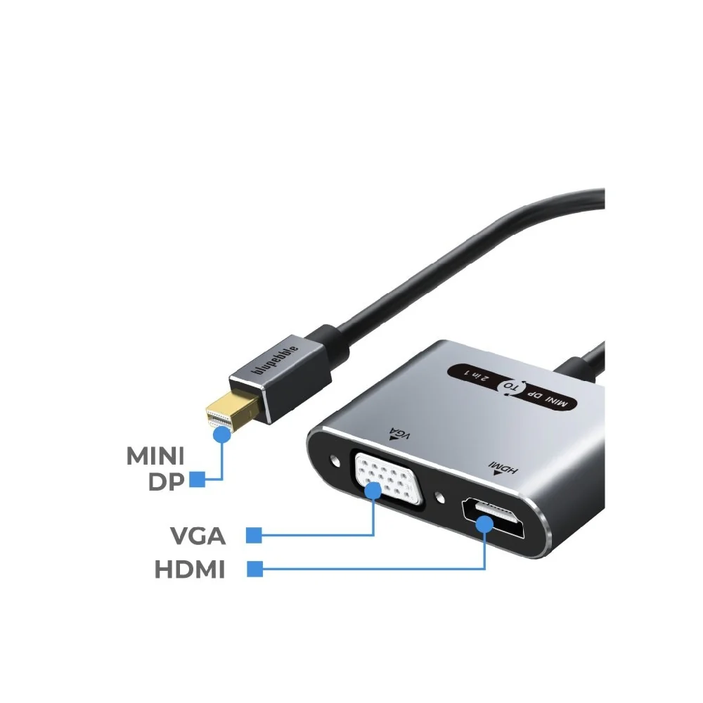 Blupebble 2-In-1 Mini Displayport To Hdmi +Vga Adapter Grey - Image 4