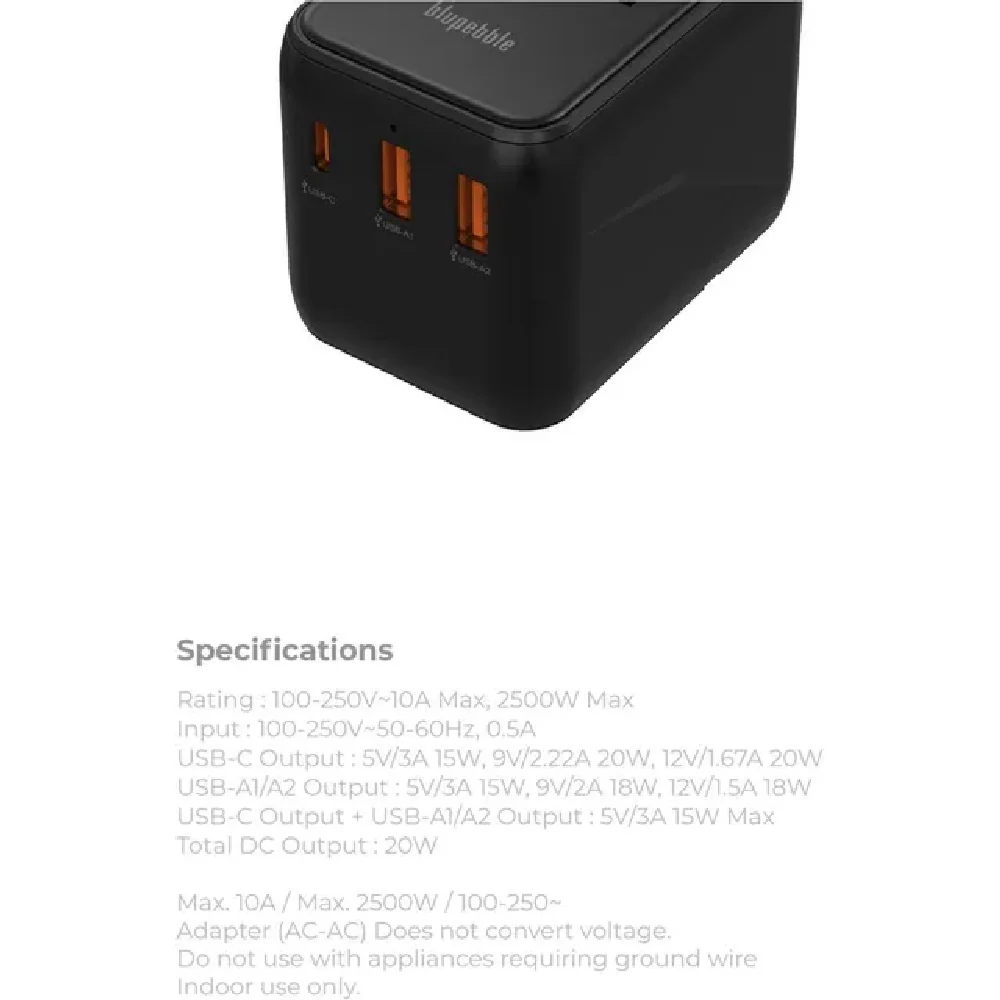 Blupebble Passport 3.1 World Travel Adapter Black - Image 5