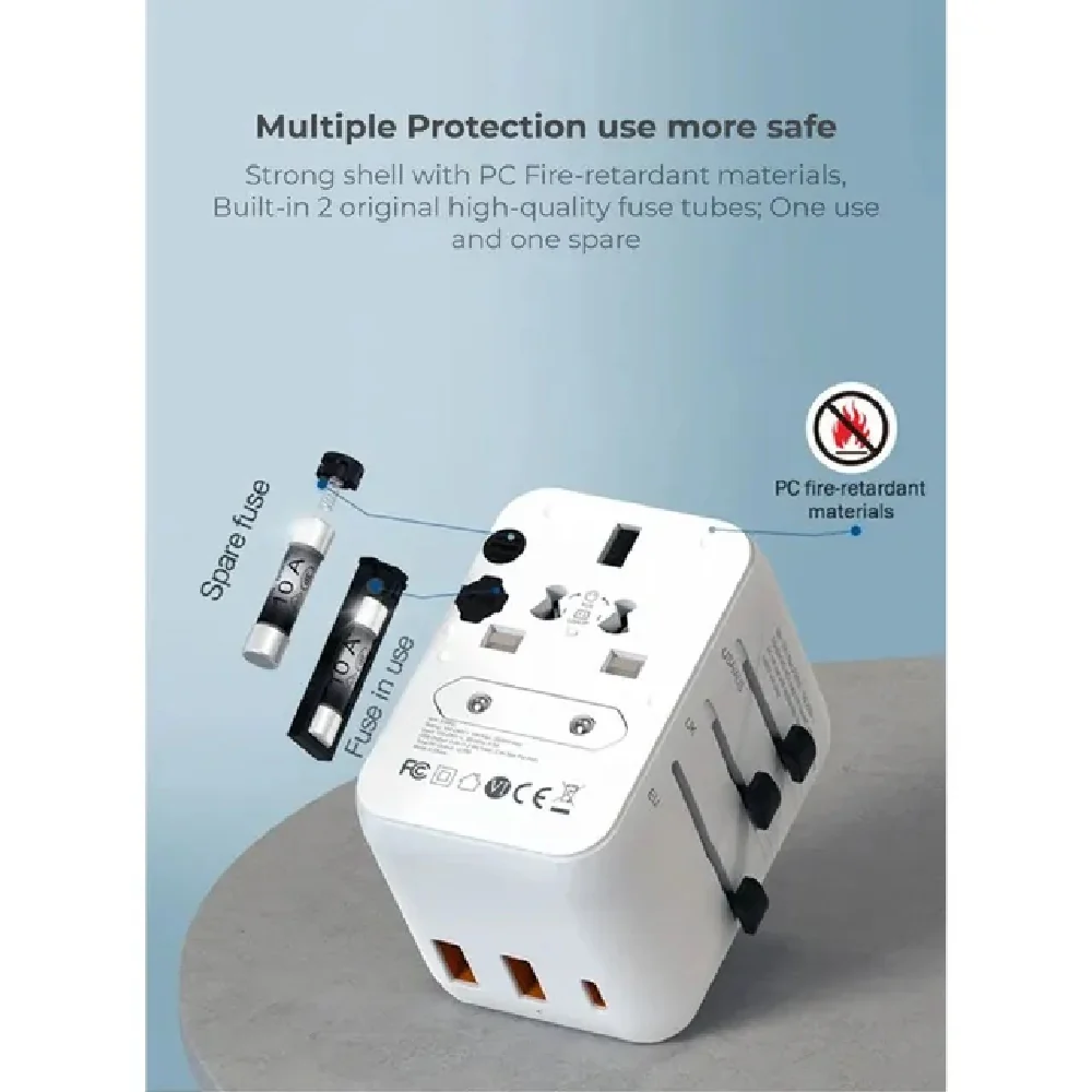 Blupebble Passport 3.1 World Travel Adapter White - Image 4