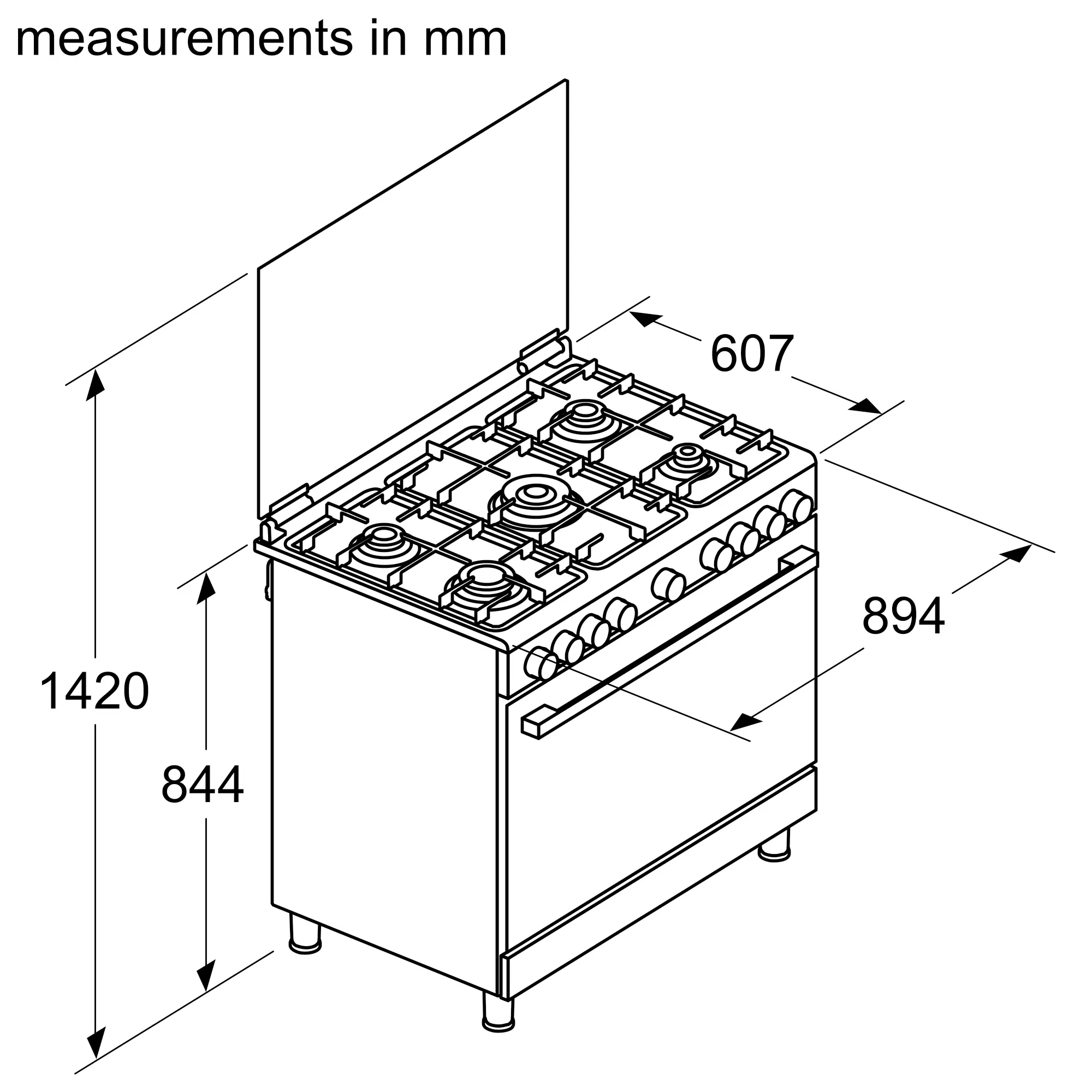 BOSCH Series 2 5 Burner Full Gas Cooker, 90 cm, Stainless steel, HGV1D8W50M - Image 7