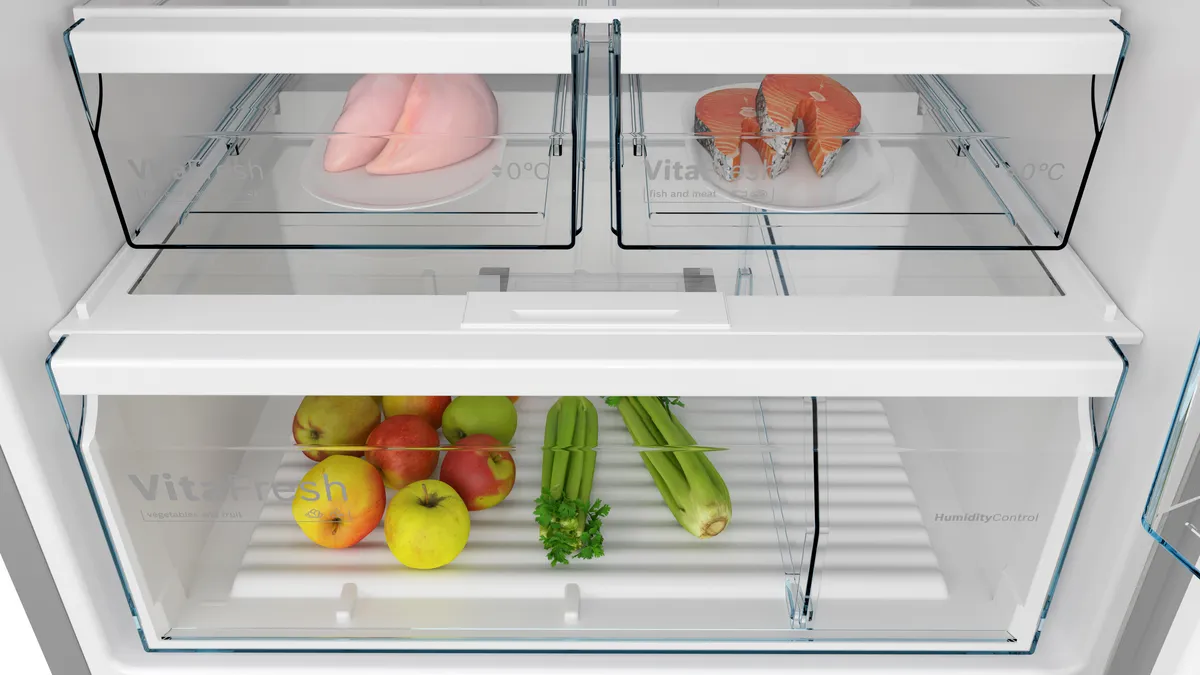 Bosch Series 4 Free Standing Top Mount Refrigerator, 542L, Brushed Steel – KDN76XIE0M - Image 5