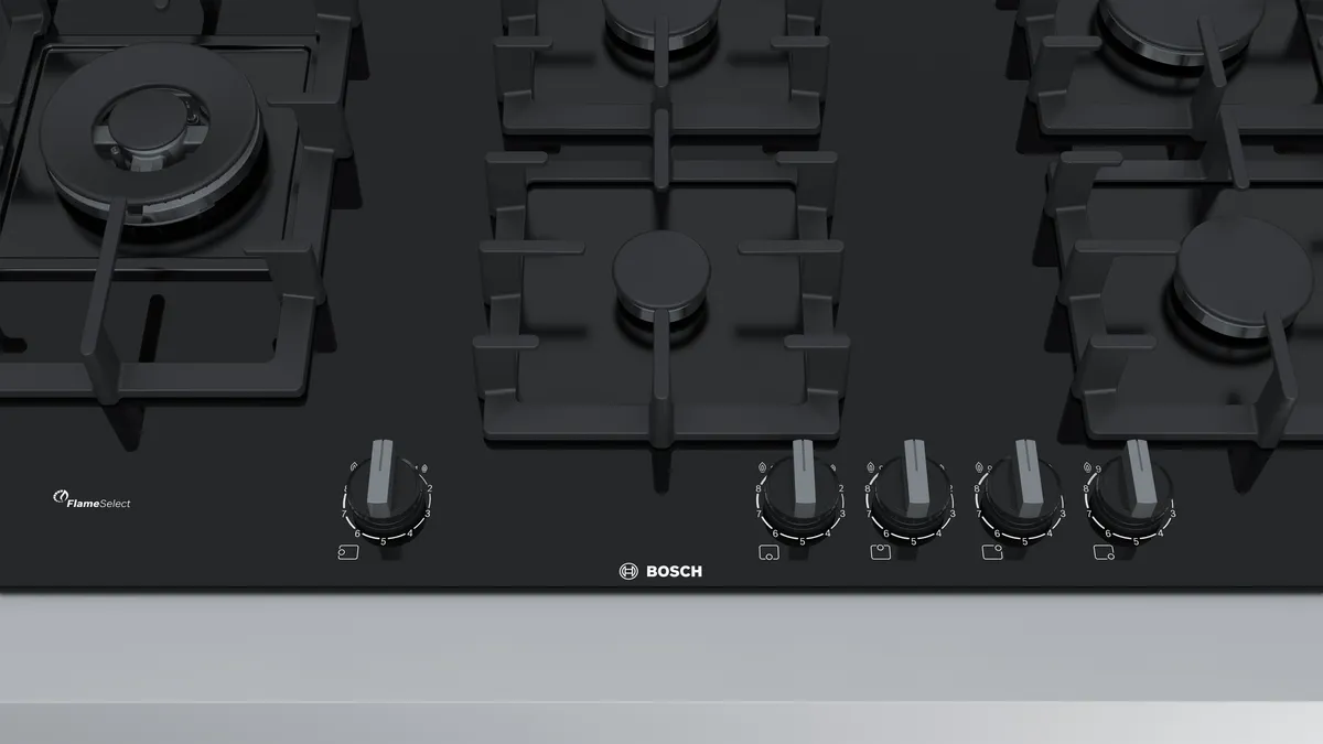 Bosch Series 6 gas hob 90 cm Tempered glass, Black, PPS9A6B90M - Image 2