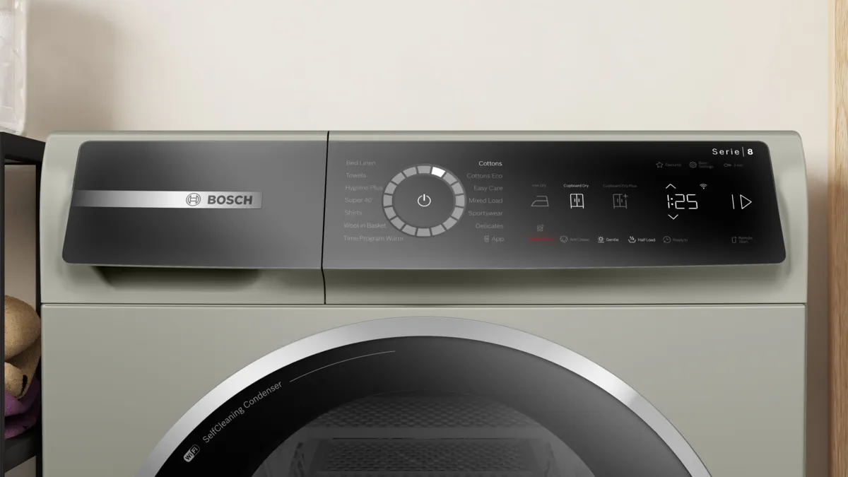 Bosch Series 8 heat pump tumble dryer 9 kg Silver inox, WQB245BXGC - Image 2