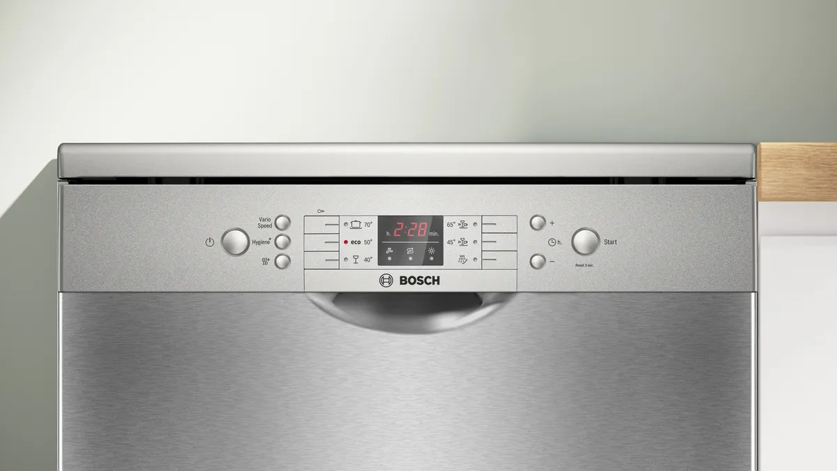 Bosch Series 2 Free Standing Dishwasher, 12 Place Setting, Silver, SMS26AI00M - Image 2