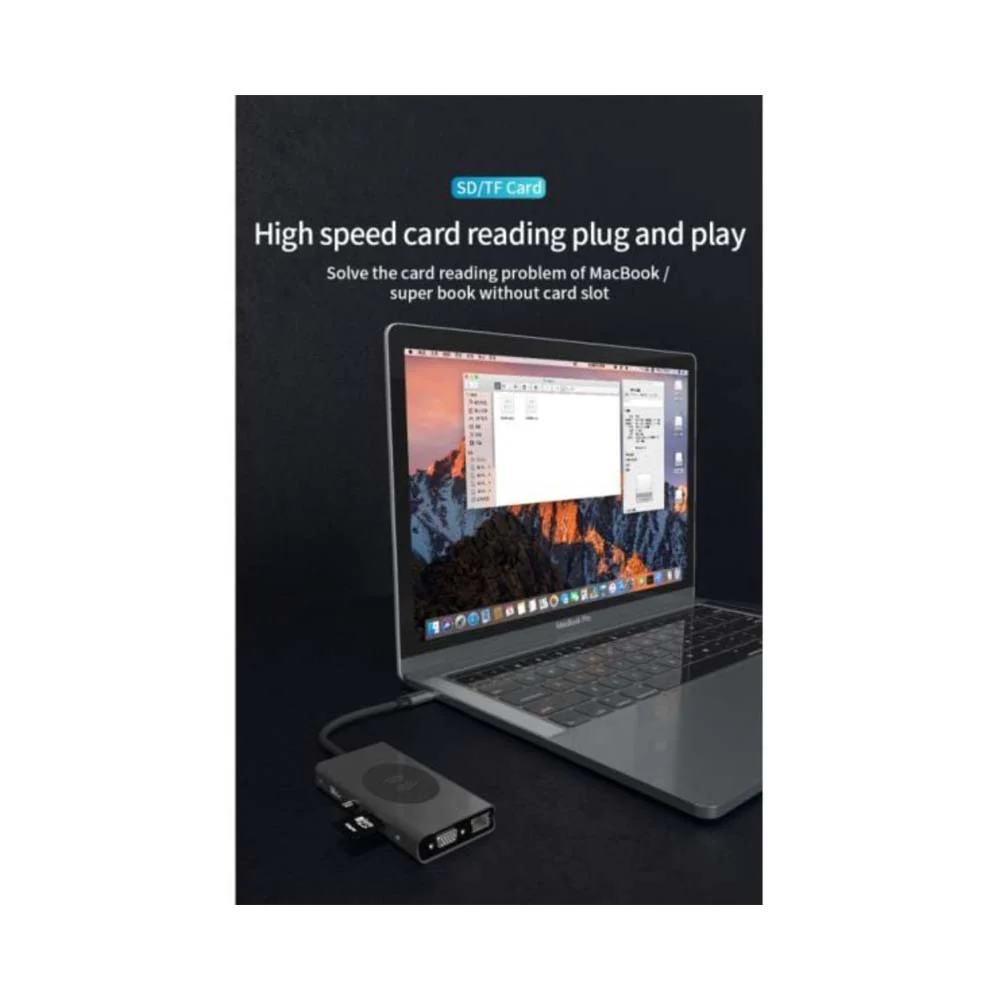 BrandTech 13-in-1 USB-C Hub With Wireless Charger Grey - Image 3