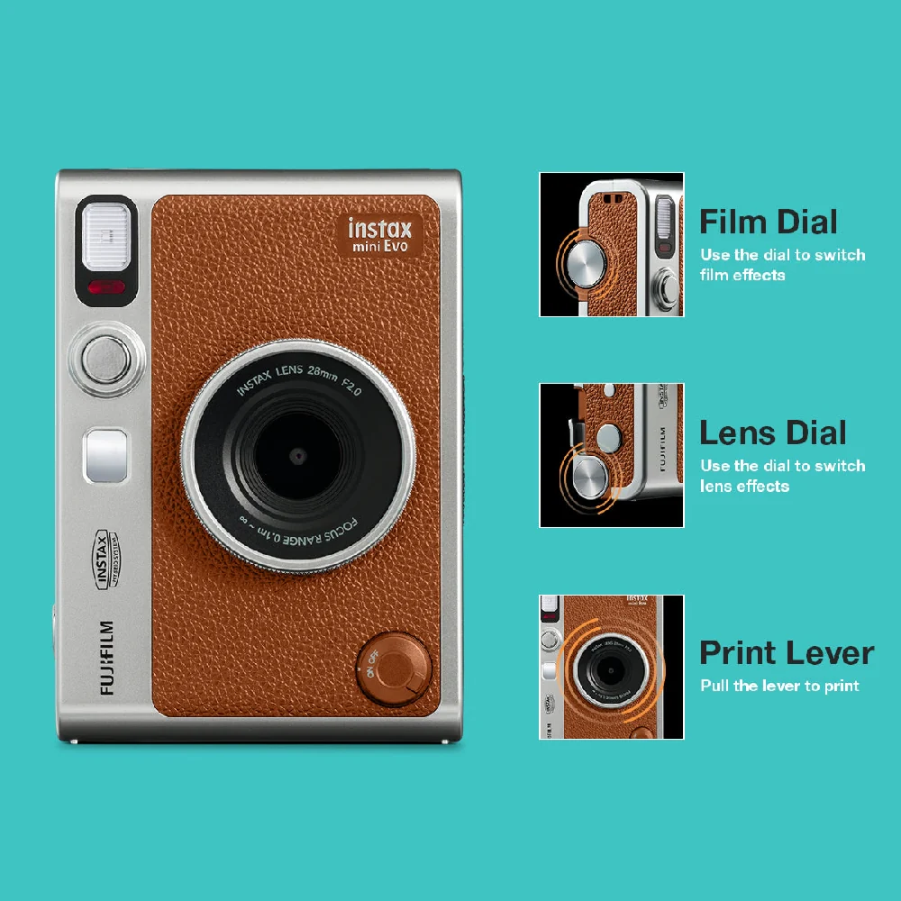 Fujifilm Instax Mini Evo Hybrid Camera Brown - Image 4