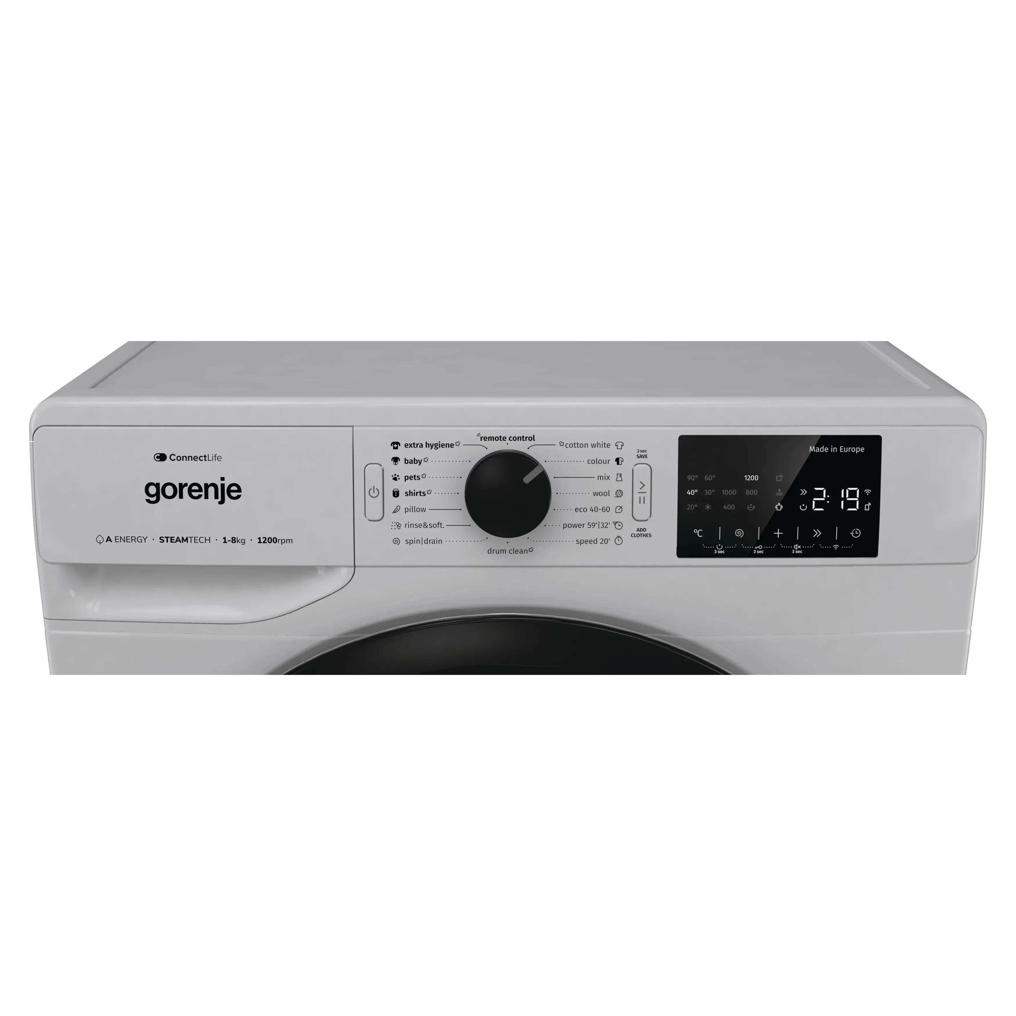 Gorenje Smart Front Load Washing Machine, 8KG, Wi-Fi, 1200 RPM, Grey, WPNEI82A1SWA - Image 5