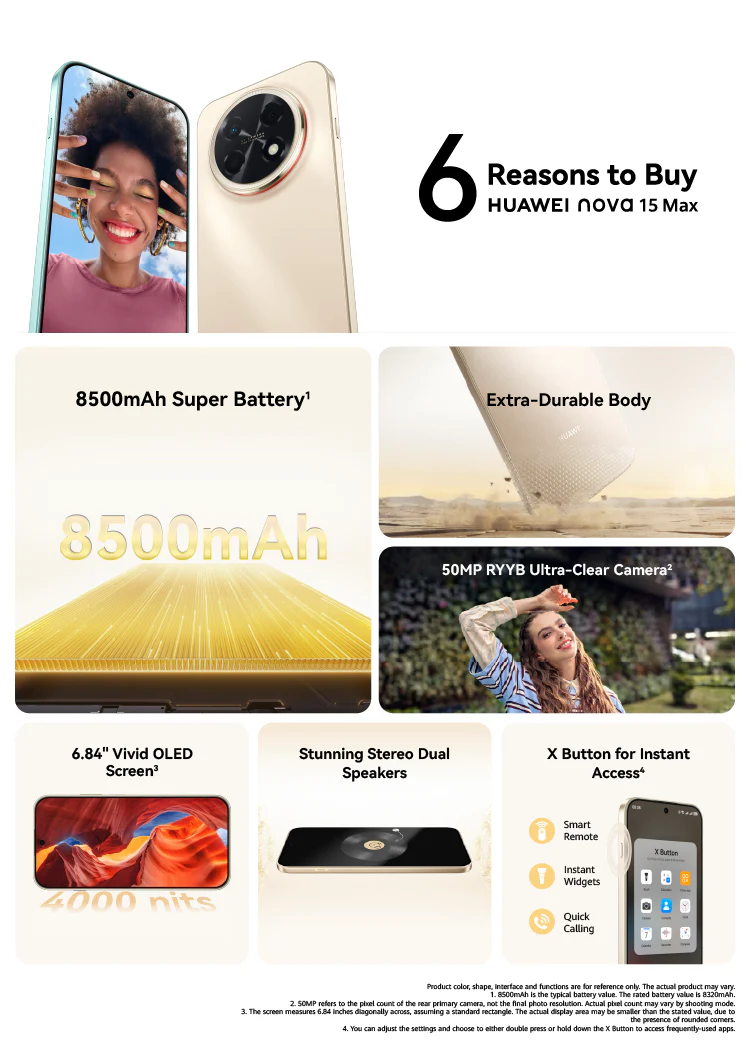 HUAWEI Nova 15 Max 8GB+256GB Blush Gold + FreeBuds SE 2 - Image 5