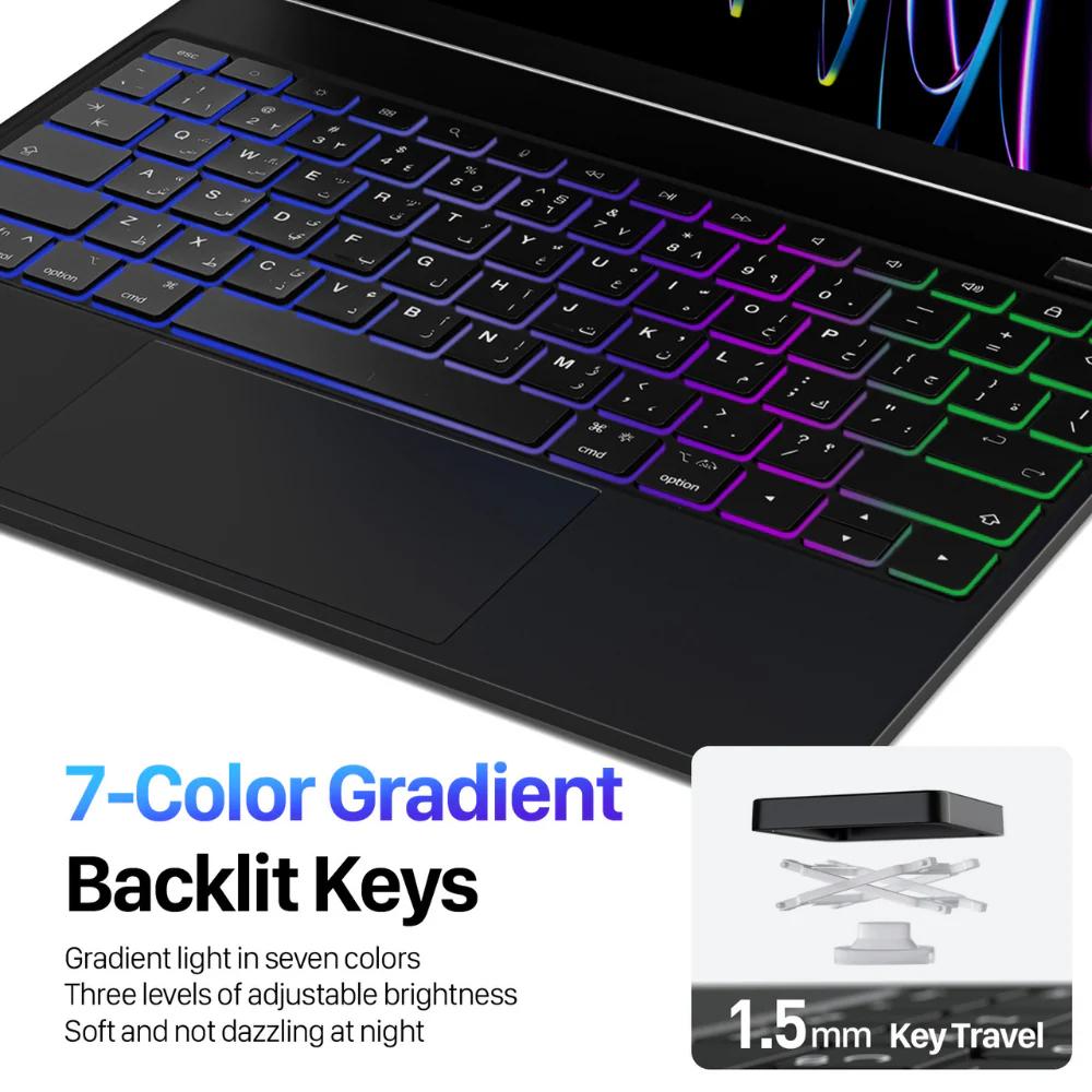 Infinyty Cipher-II Keyboard for iPad 13-inch English/Arabic Keyboard, Black - Image 6