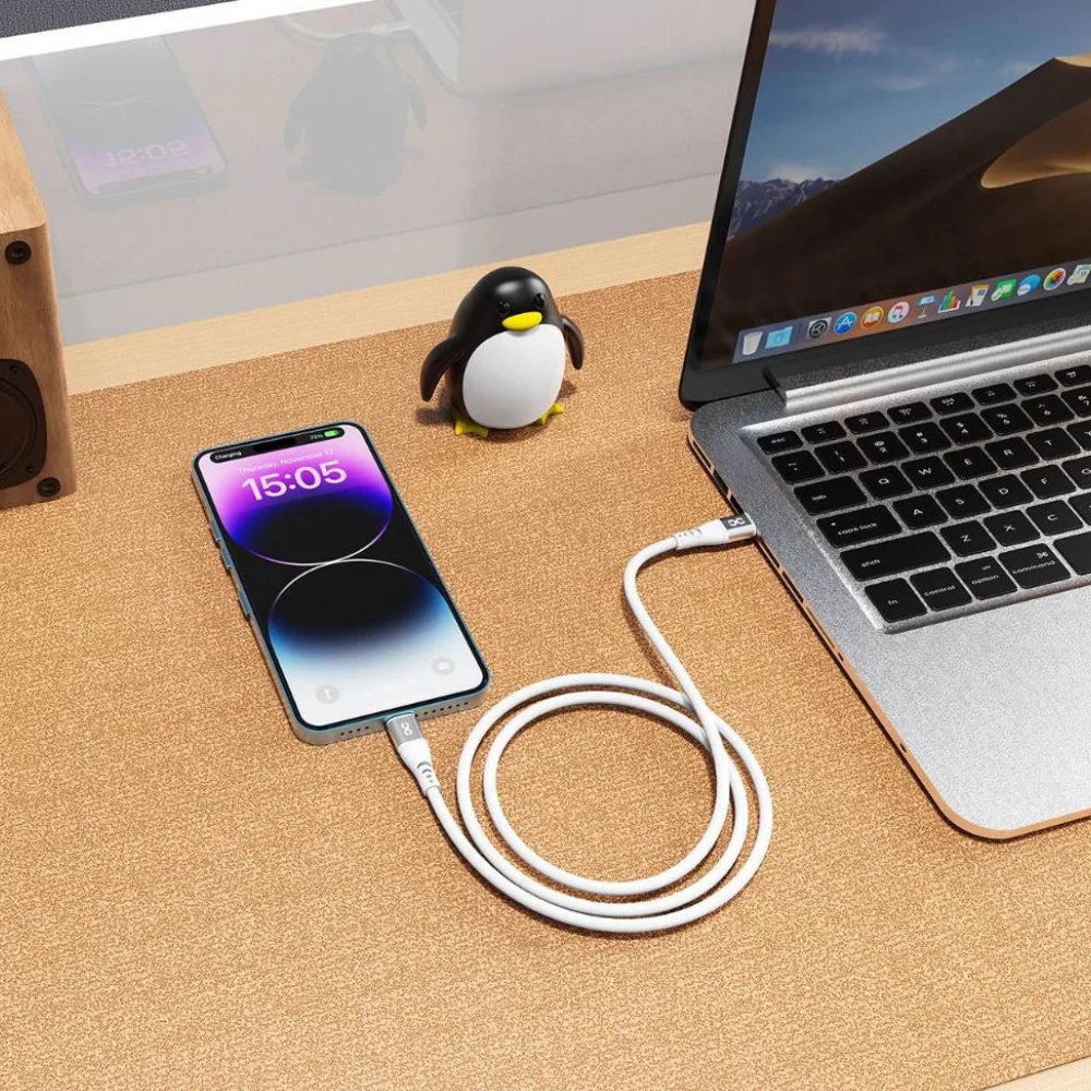 Infinyty Flexera Silicone Lightning Cable USB-C to Lightning, 60W, 1m, White - Image 2
