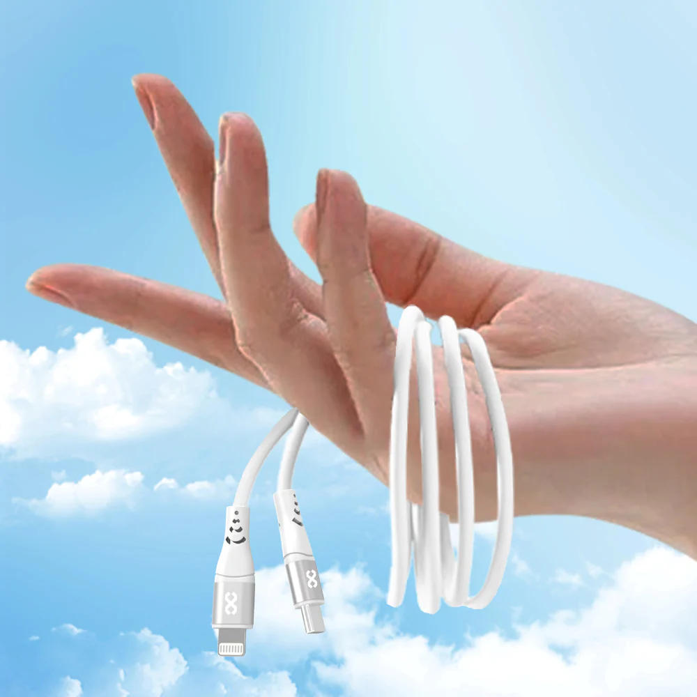 Infinyty Flexera Silicone Lightning Cable USB-C to Lightning, 60W, 1m, White - Image 3