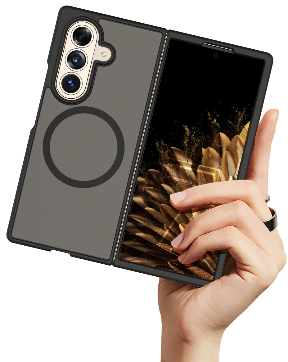 Infinyty Gleam Hybrid Matte Soft Touch MagSafe Case for Samsung Galaxy Z Fold7, Black - Image 3