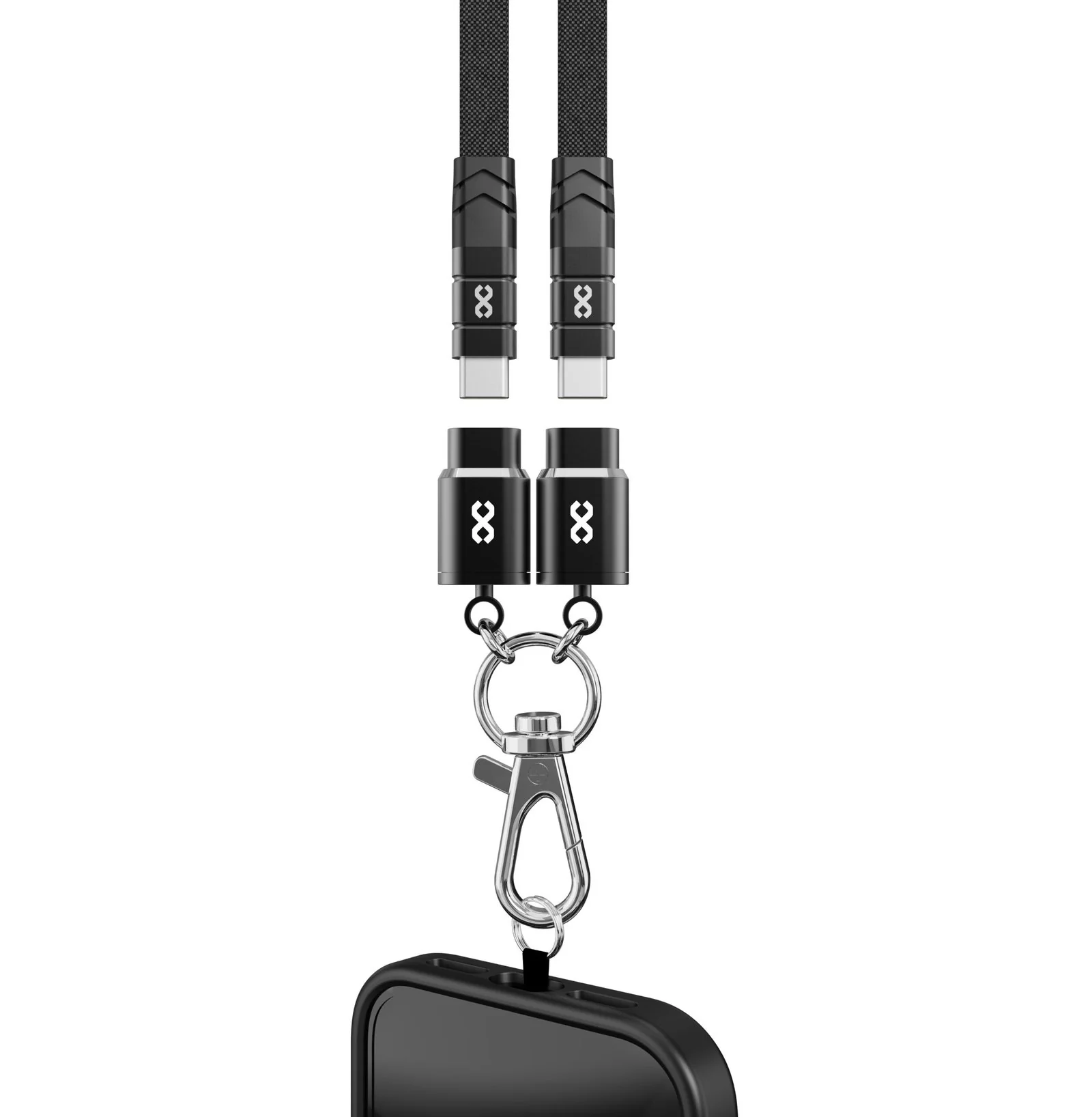 Infinyty Loop Charge Crossbody Flat Cable USB-C to USB-C, 100W, 1m, Black - Image 3