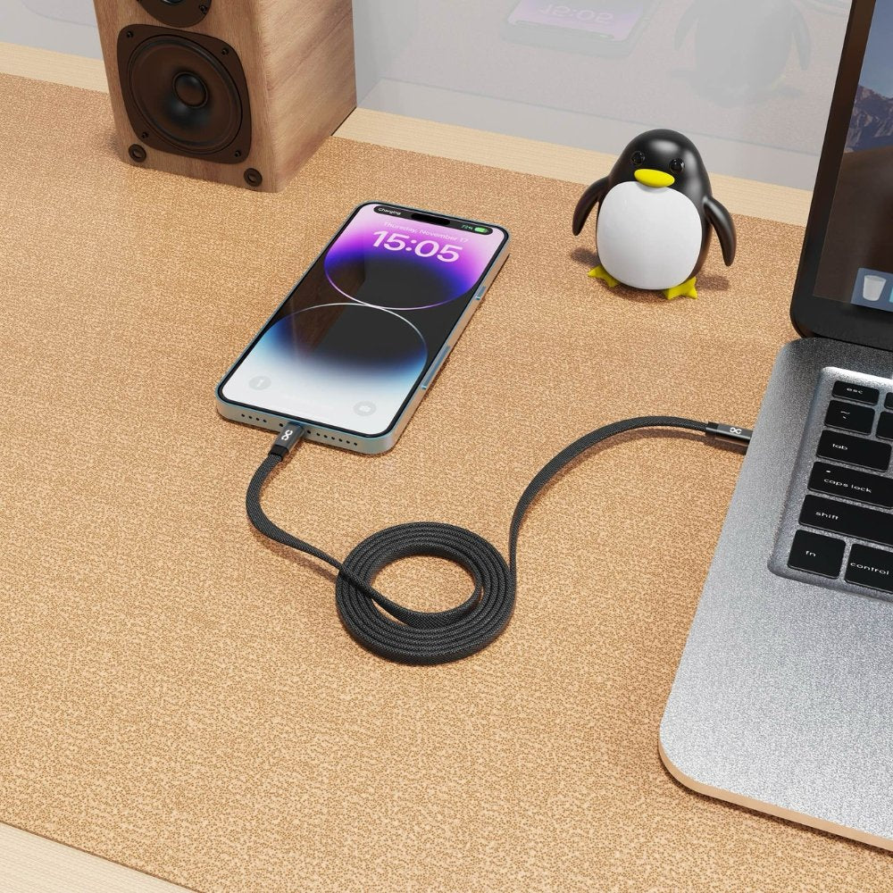Infinyty Mag Loop Flat Magnetic Braided Cable USB-C to USB-C, 100W, 1m, Black - Image 2
