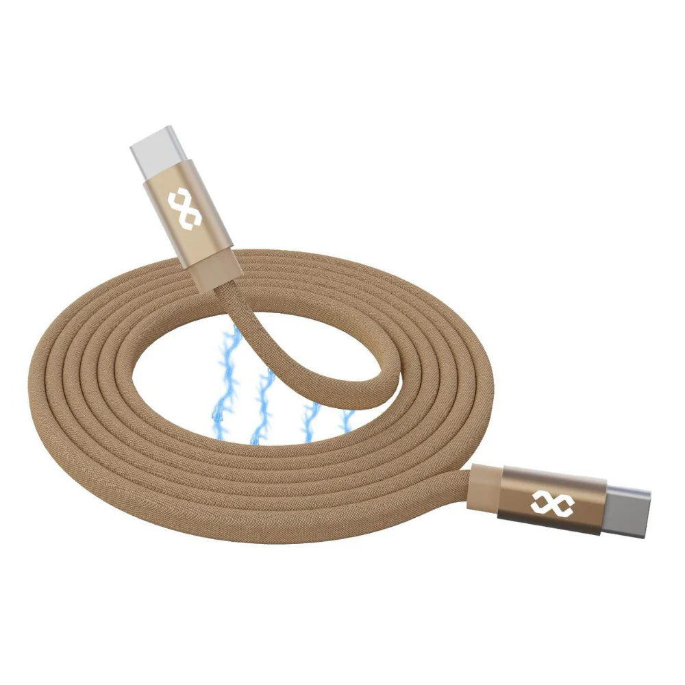 Infinyty Mag Loop Flat Magnetic Braided Cable USB-C to USB-C, 100W, 1m, Brown - Image 5