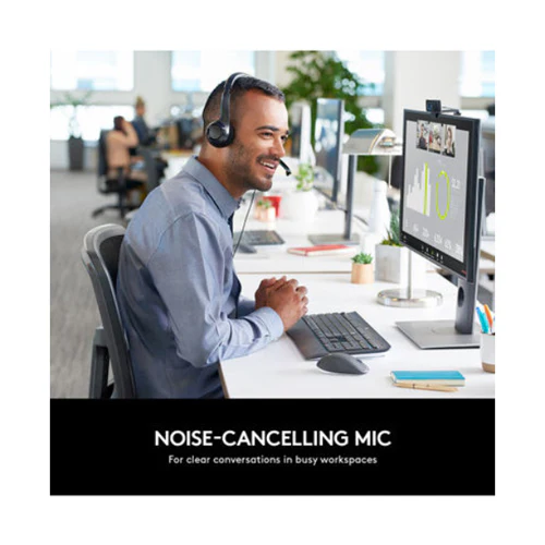 Logitech USB Wired Over-Ear Headphones Black - Image 2