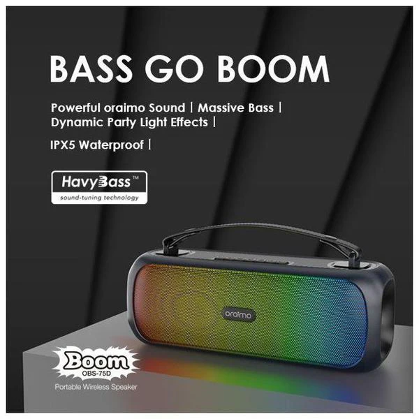 Oraimo Boom Box Wireless Bluetooth Speaker, BT V5.0, 85Hz-16KHz 30W, 3600mAh, Black, OBS-75DBLK - Image 3